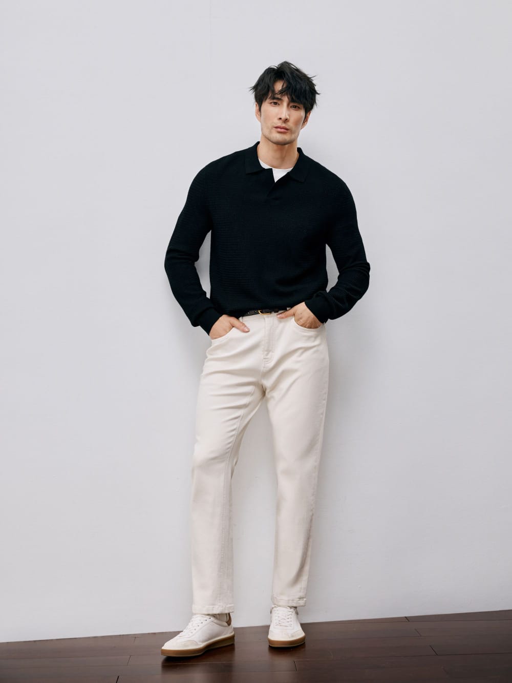 ELEGANT TASMANIAN WOOL CASHMERE WINTER POLO SWEATER