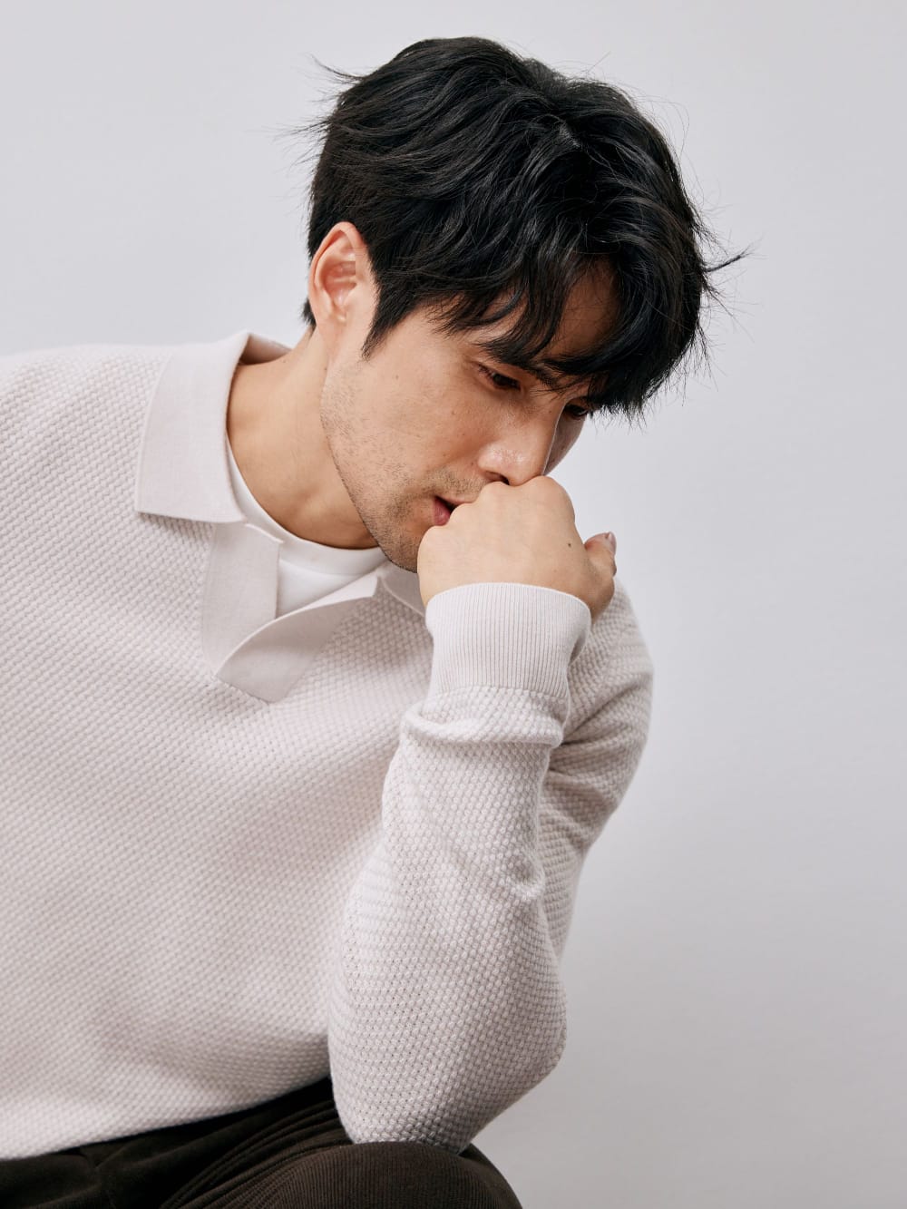 ELEGANT TASMANIAN WOOL CASHMERE WINTER POLO SWEATER