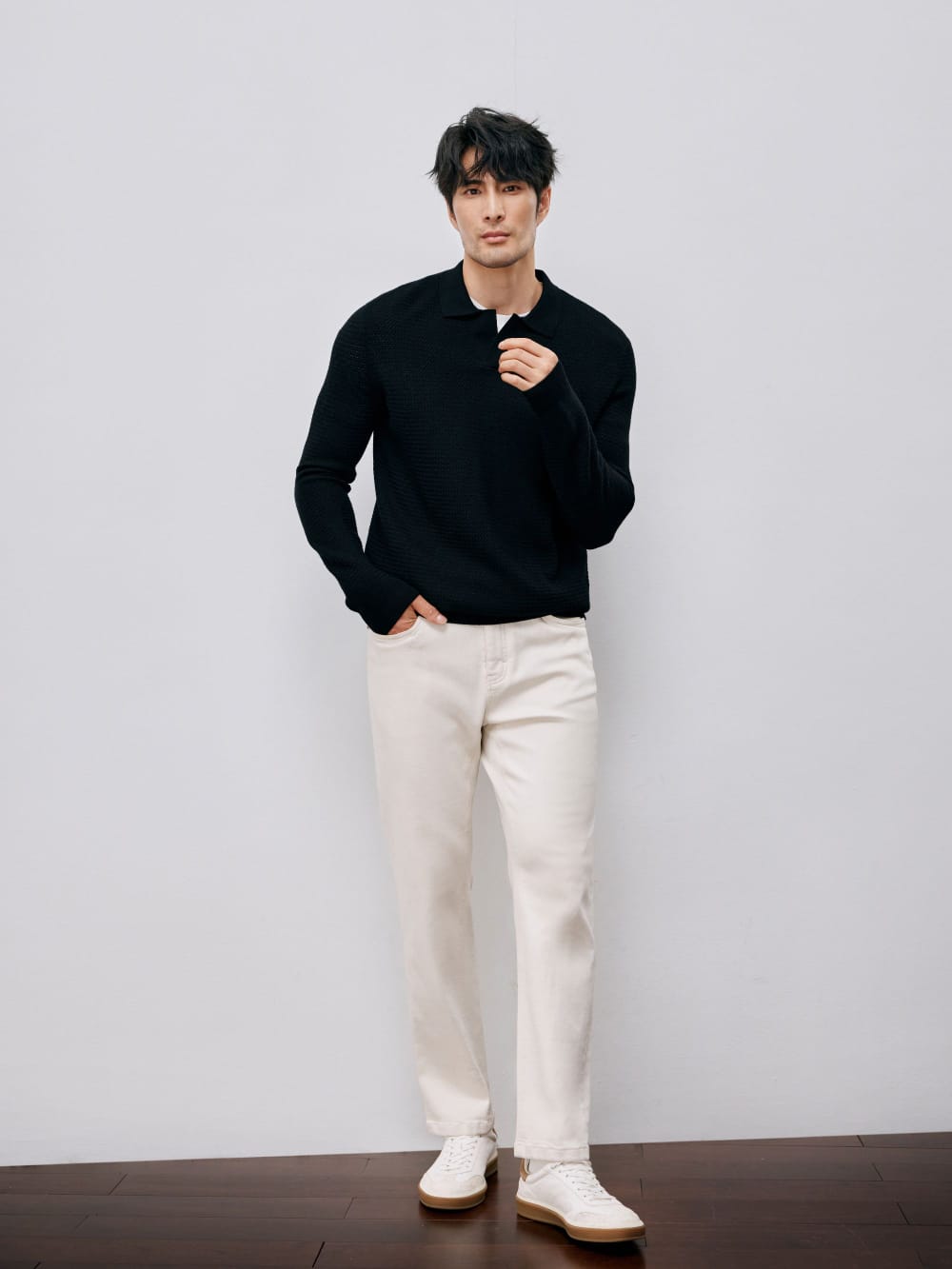 ELEGANT TASMANIAN WOOL CASHMERE WINTER POLO SWEATER