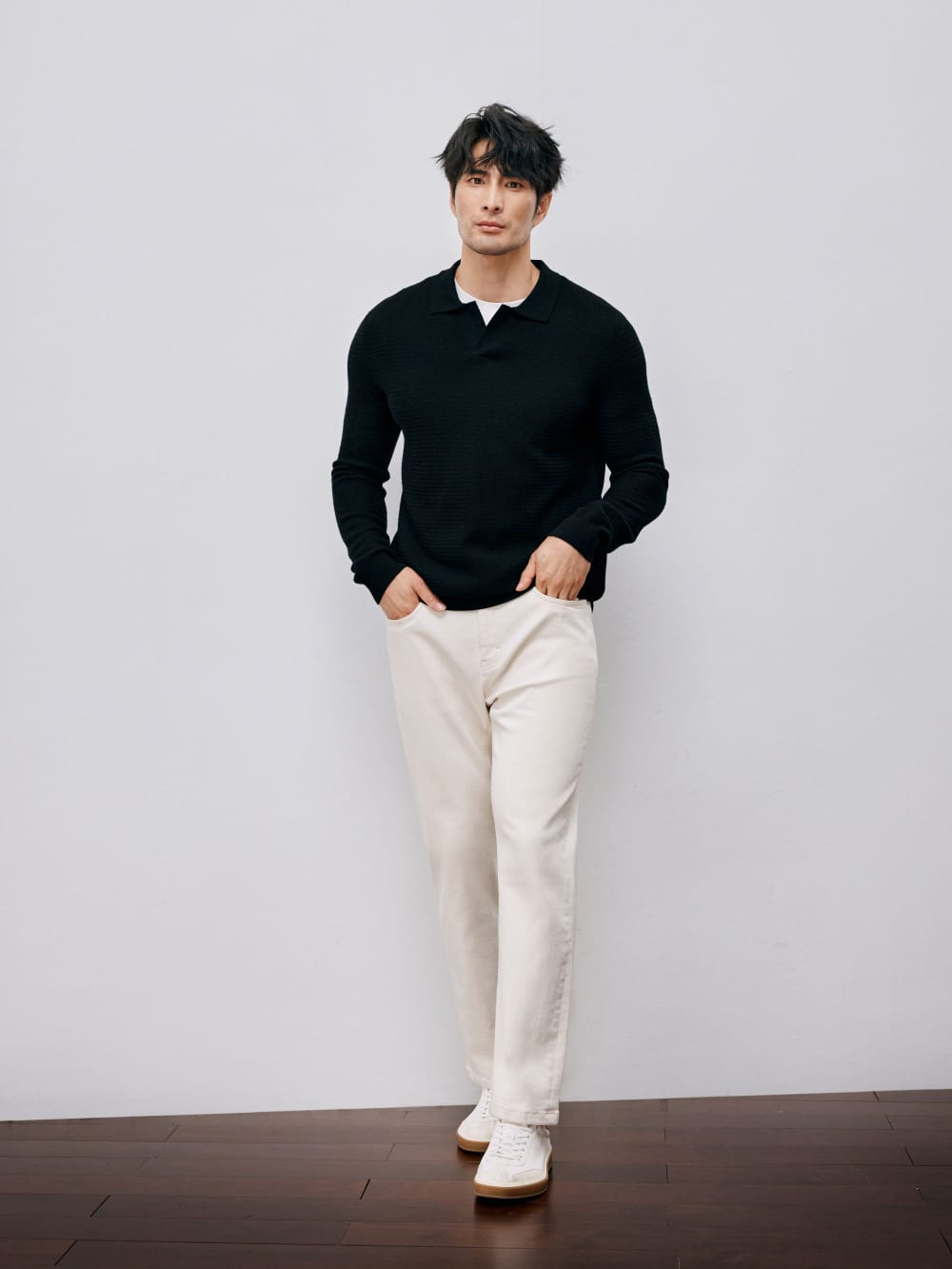 ELEGANT TASMANIAN WOOL CASHMERE WINTER POLO SWEATER