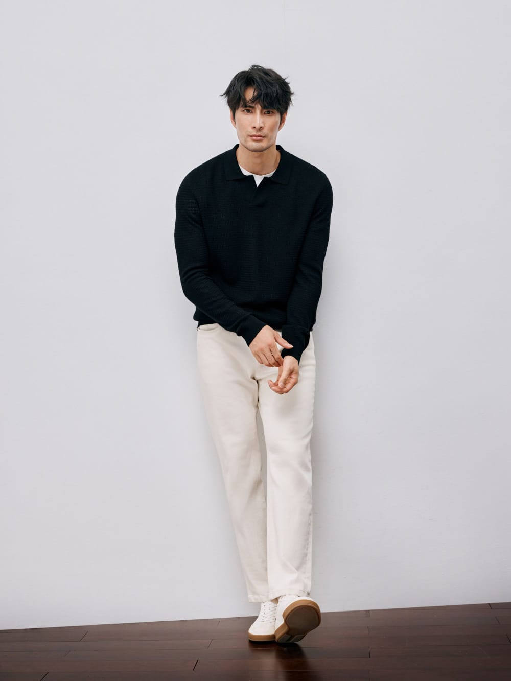 ELEGANT TASMANIAN WOOL CASHMERE WINTER POLO SWEATER