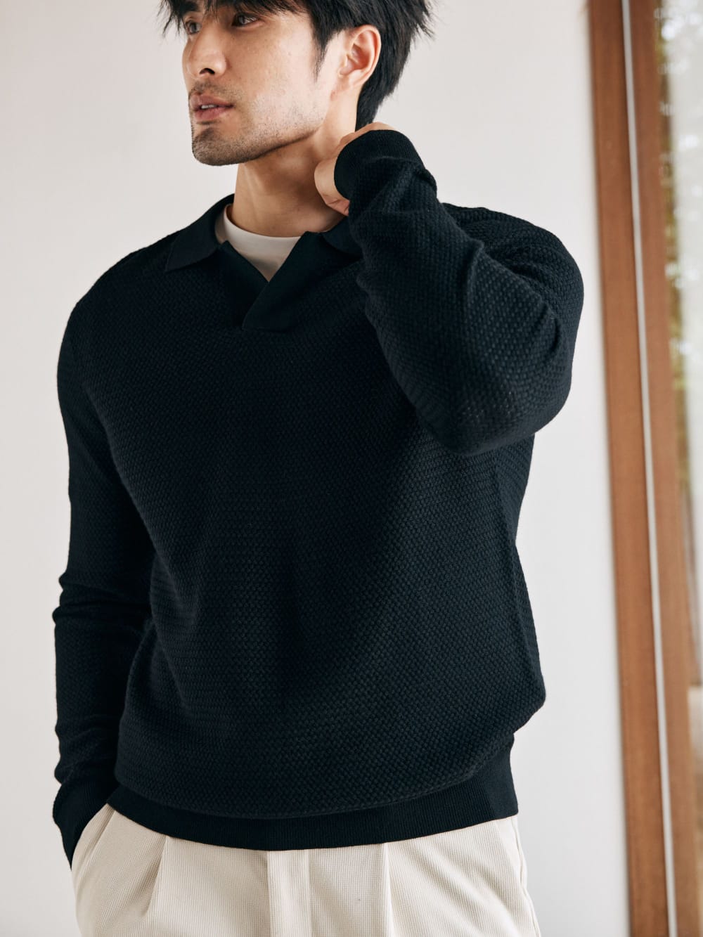 ELEGANT TASMANIAN WOOL CASHMERE WINTER POLO SWEATER