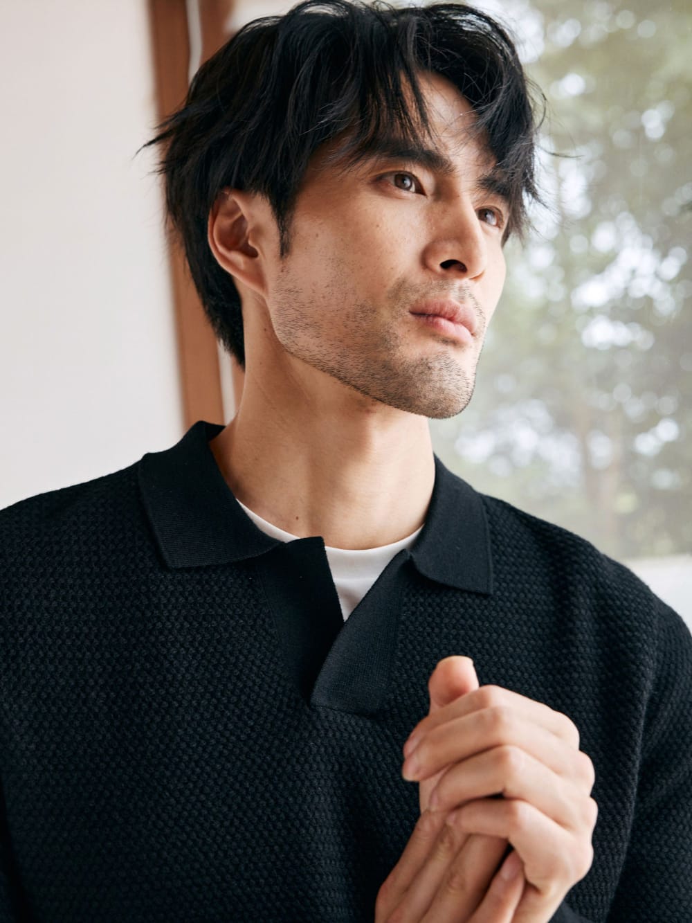 ELEGANT TASMANIAN WOOL CASHMERE WINTER POLO SWEATER