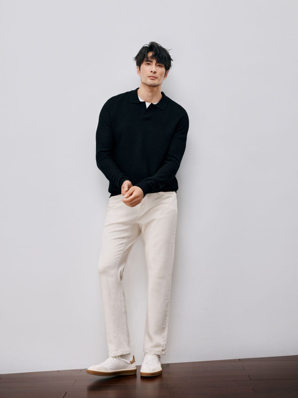 ELEGANT TASMANIAN WOOL CASHMERE WINTER POLO SWEATER