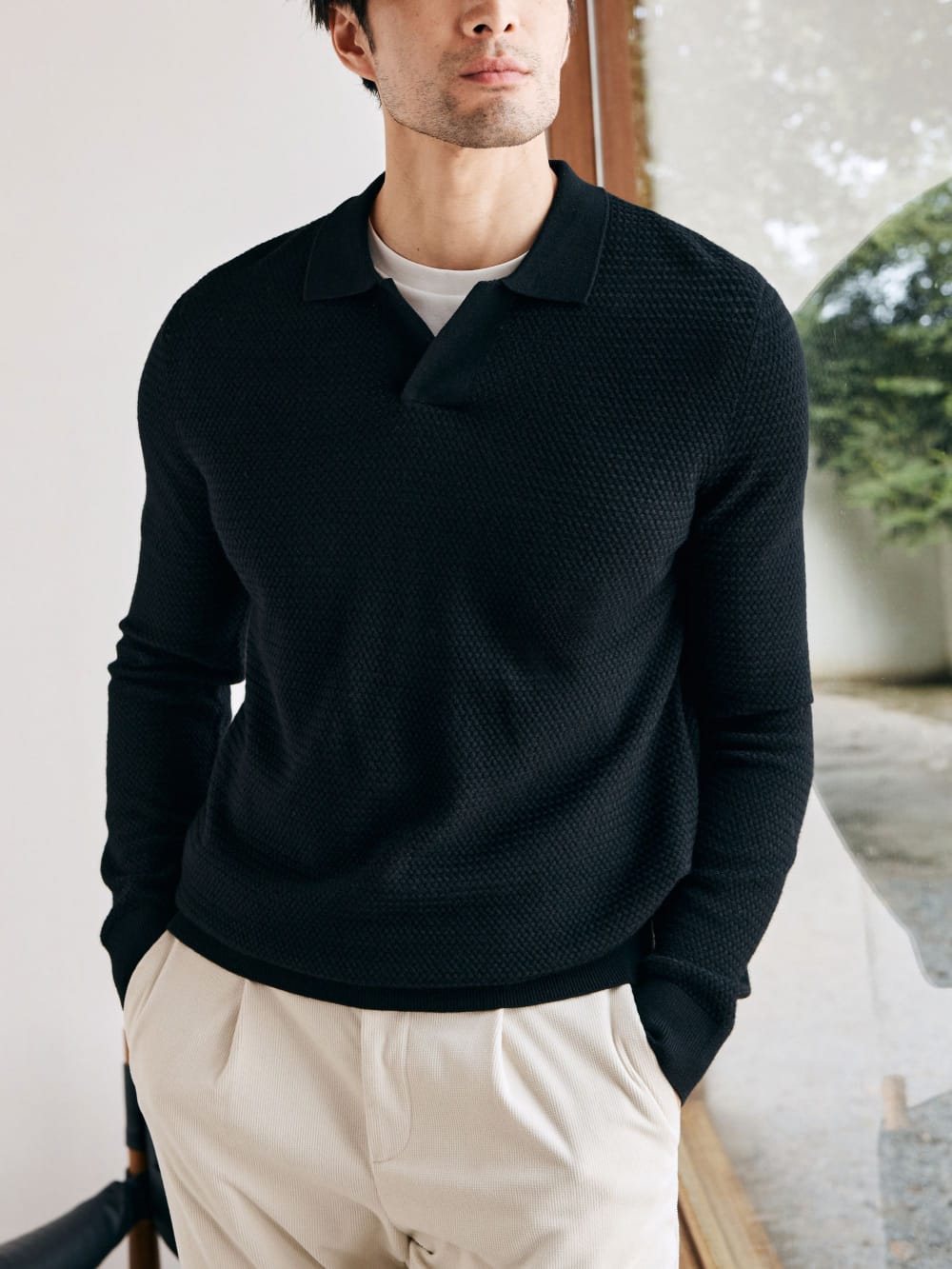 ELEGANT TASMANIAN WOOL CASHMERE WINTER POLO SWEATER