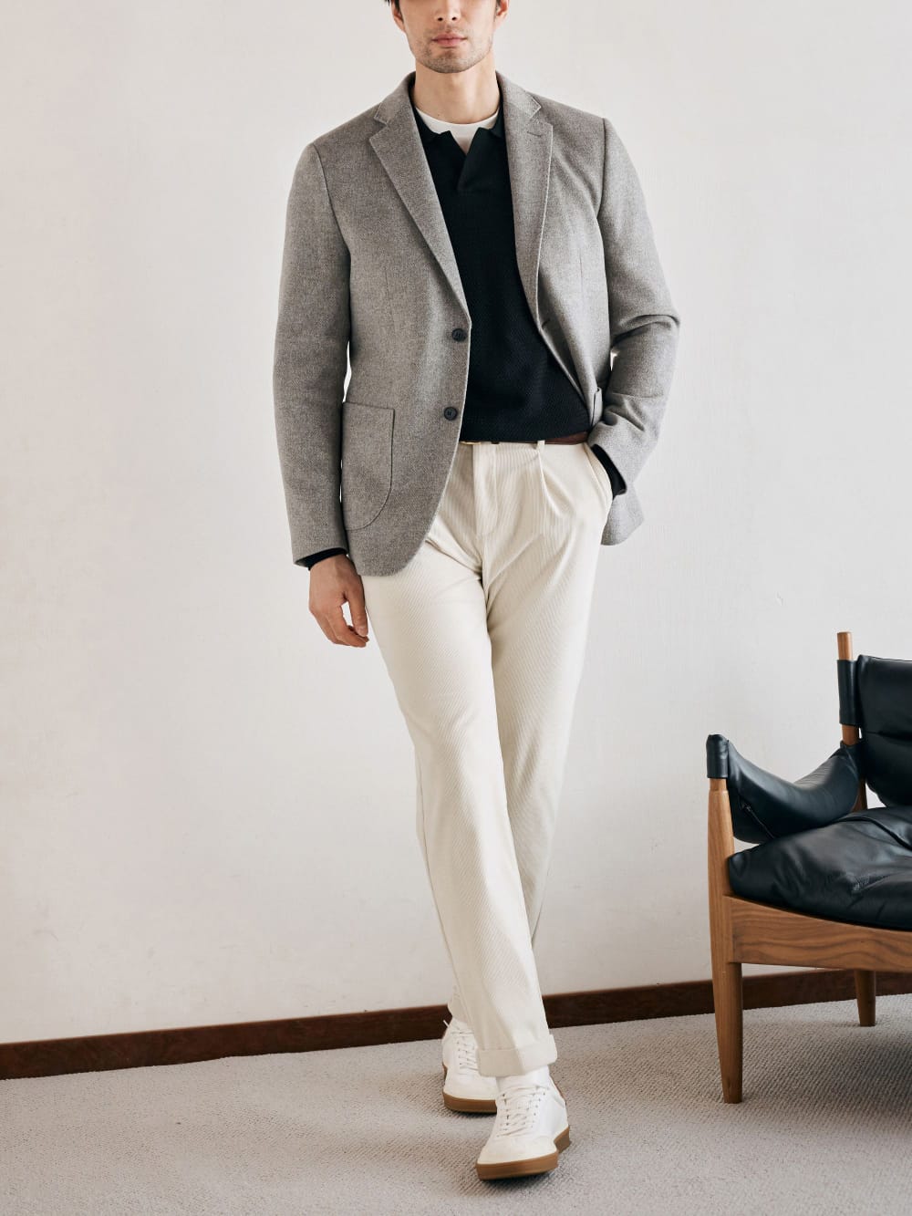 ELEGANT TASMANIAN WOOL CASHMERE WINTER POLO SWEATER