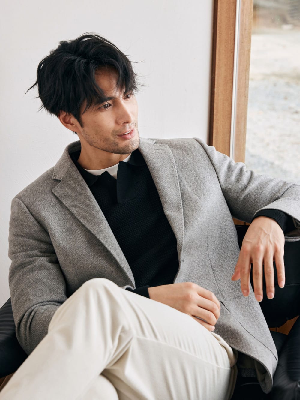 ELEGANT TASMANIAN WOOL CASHMERE WINTER POLO SWEATER