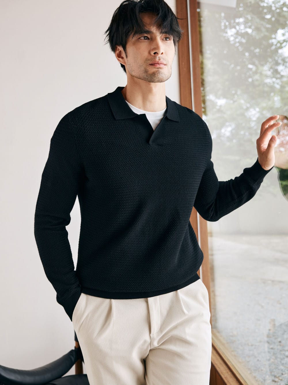 ELEGANT TASMANIAN WOOL CASHMERE WINTER POLO SWEATER