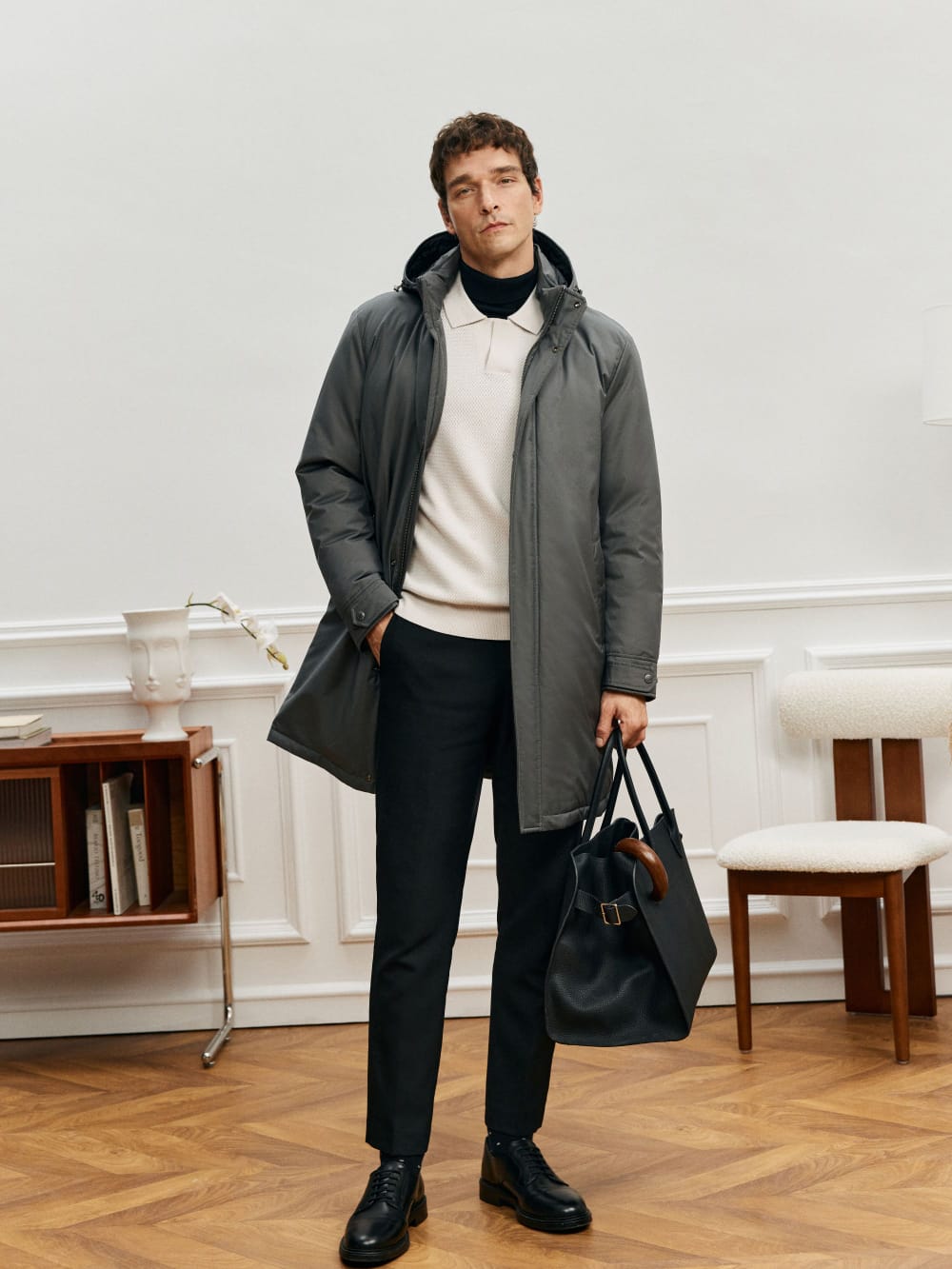ELEGANT TASMANIAN WOOL CASHMERE WINTER POLO SWEATER