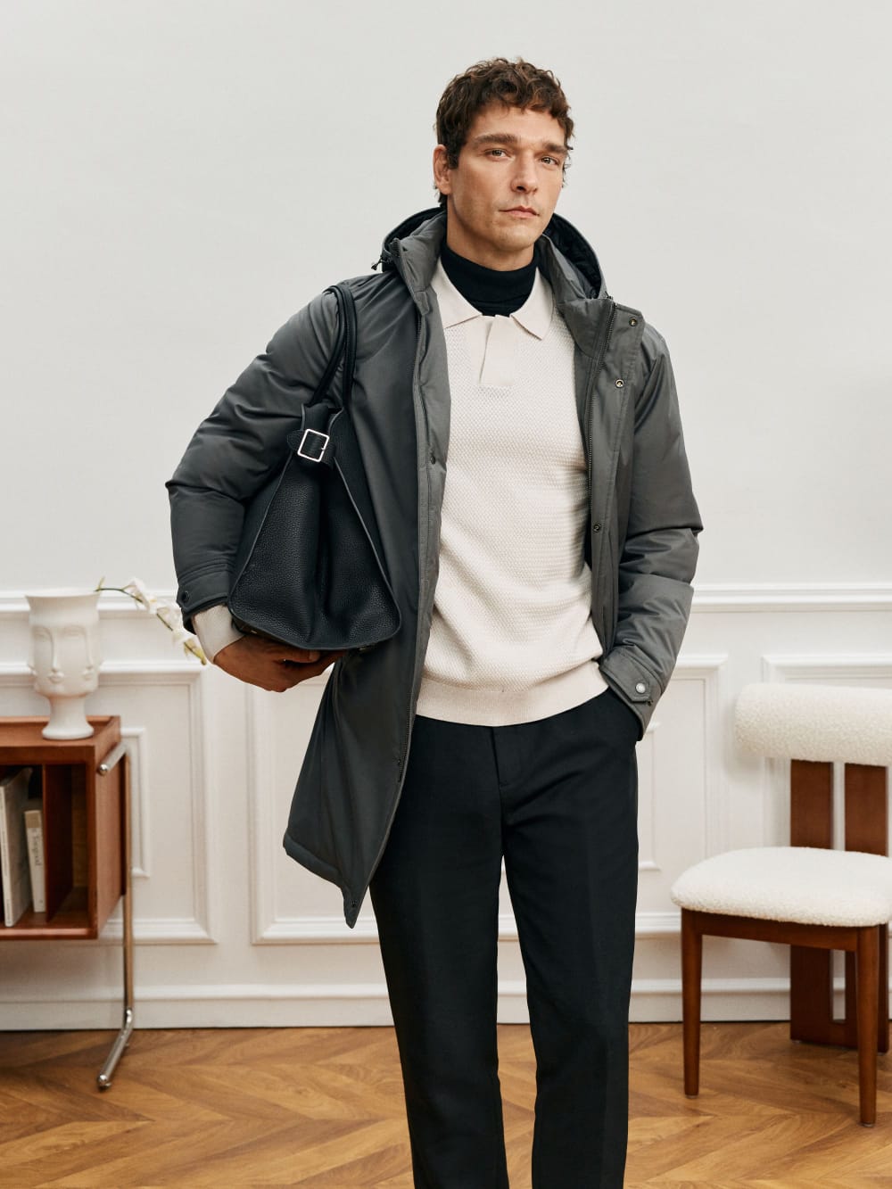 ELEGANT TASMANIAN WOOL CASHMERE WINTER POLO SWEATER