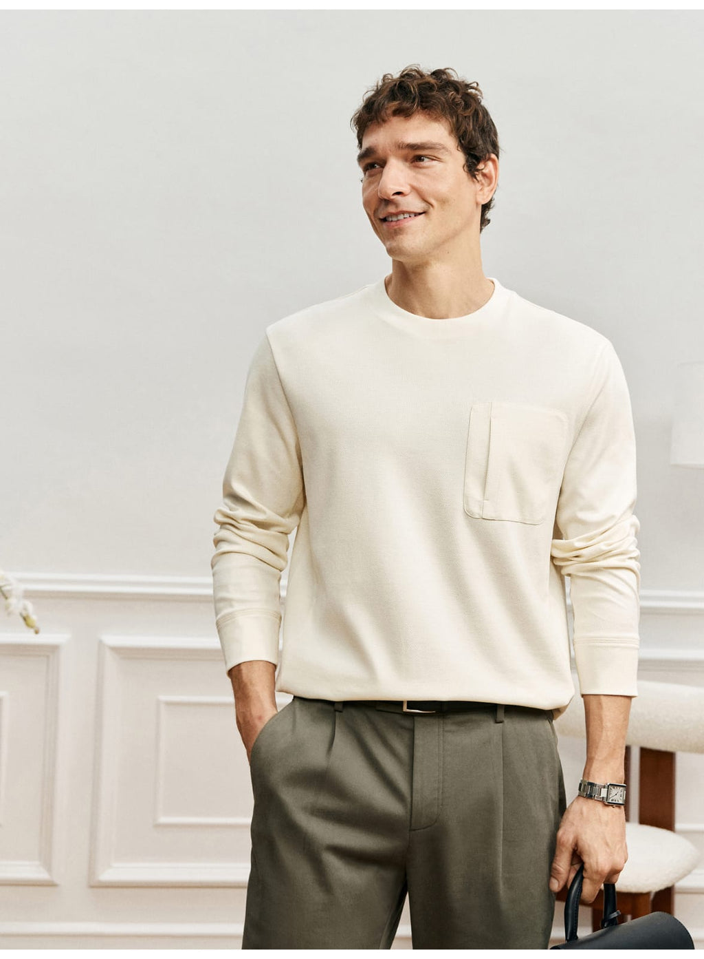PREMIUM SUPIMA COTTON JACQUARD LONG SLEEVE T-SHIRT