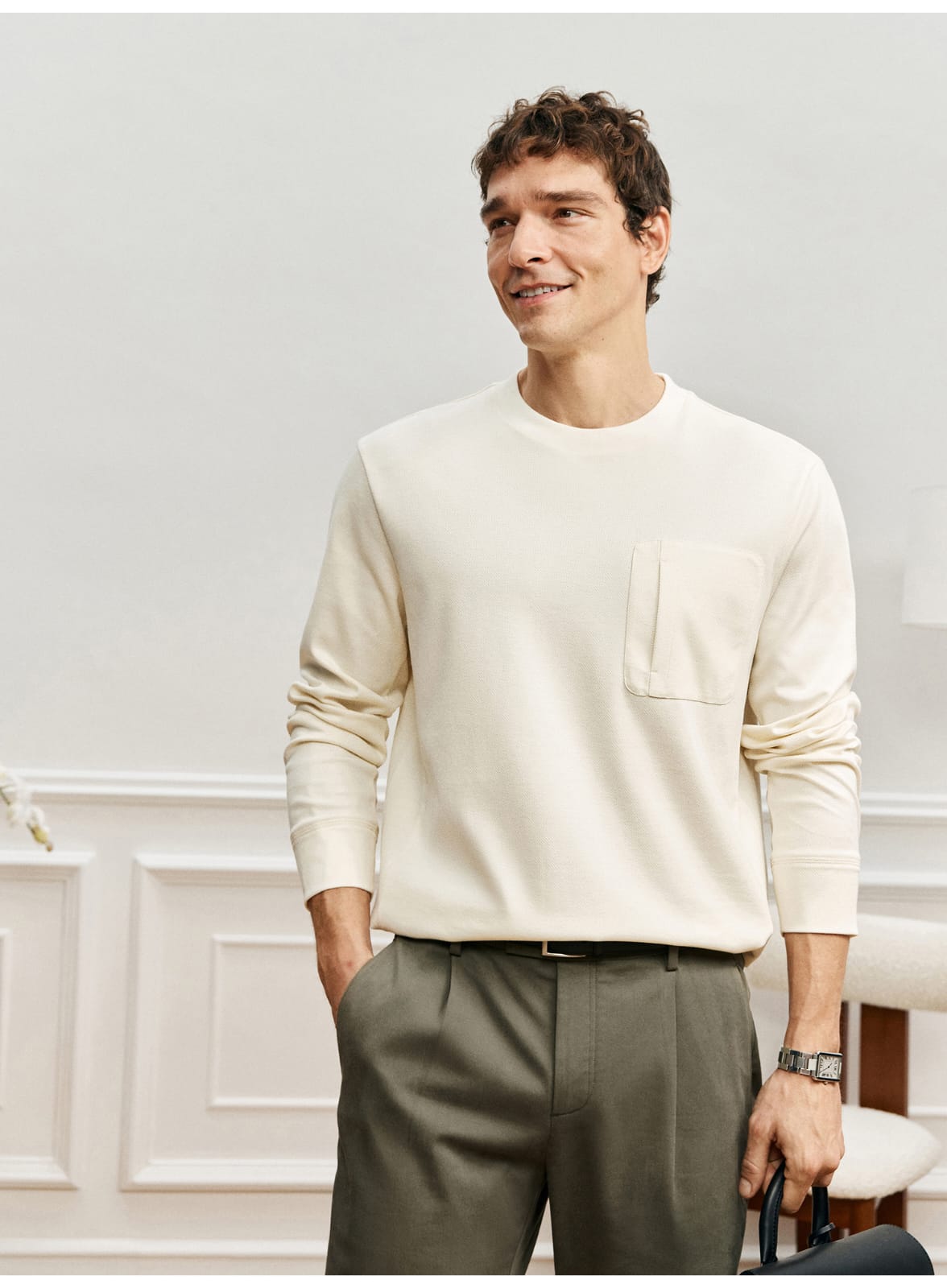 PREMIUM SUPIMA COTTON JACQUARD LONG SLEEVE T-SHIRT