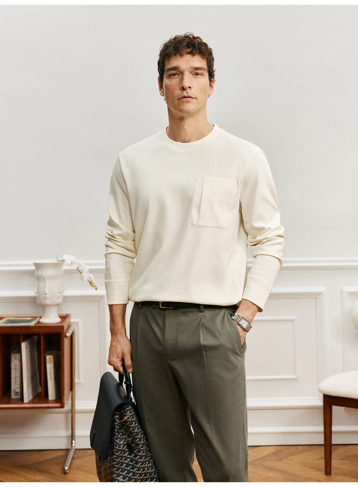 PREMIUM SUPIMA COTTON JACQUARD LONG SLEEVE T-SHIRT