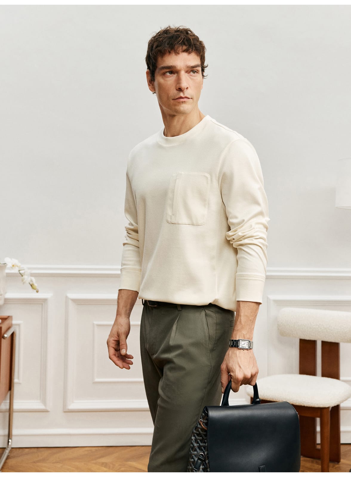 PREMIUM SUPIMA COTTON JACQUARD LONG SLEEVE T-SHIRT