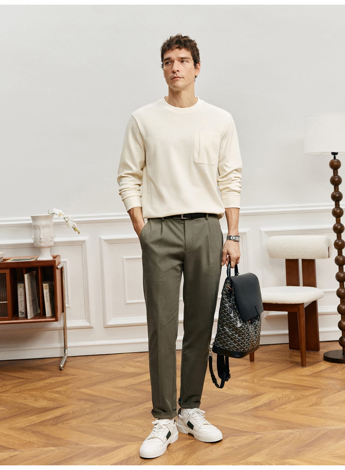 PREMIUM SUPIMA COTTON JACQUARD LONG SLEEVE T-SHIRT