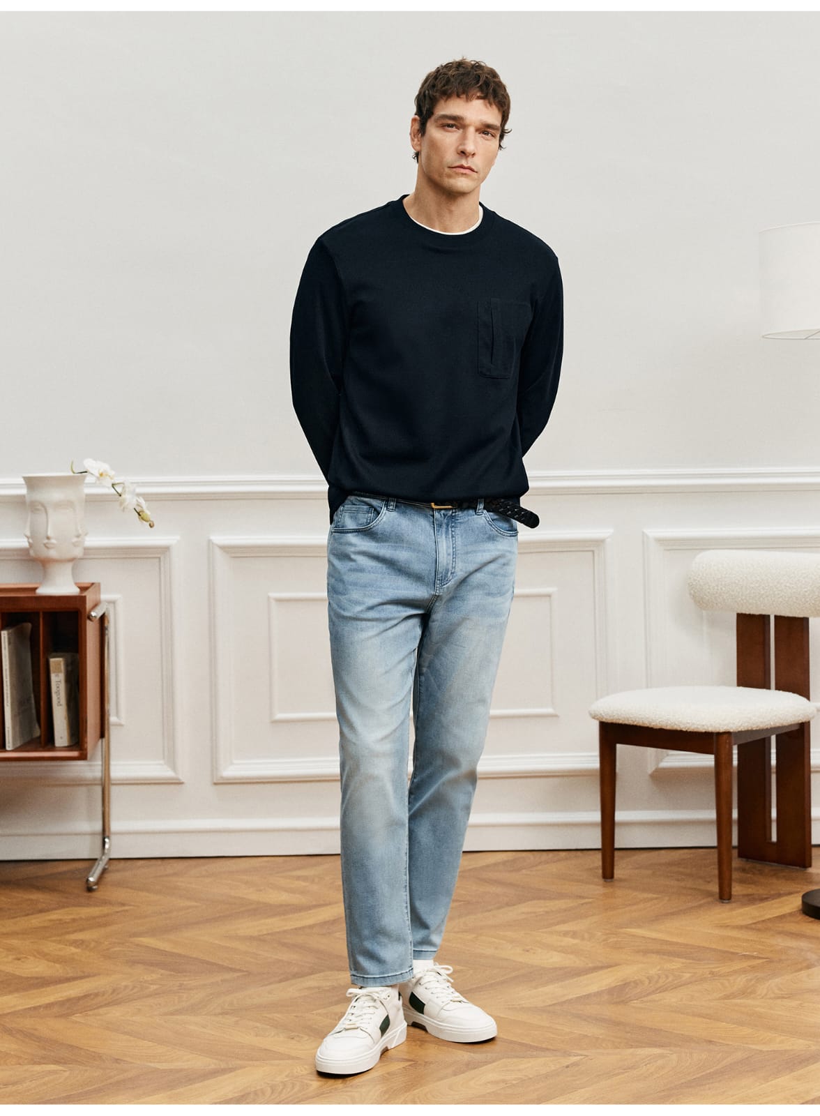 PREMIUM SUPIMA COTTON JACQUARD LONG SLEEVE T-SHIRT