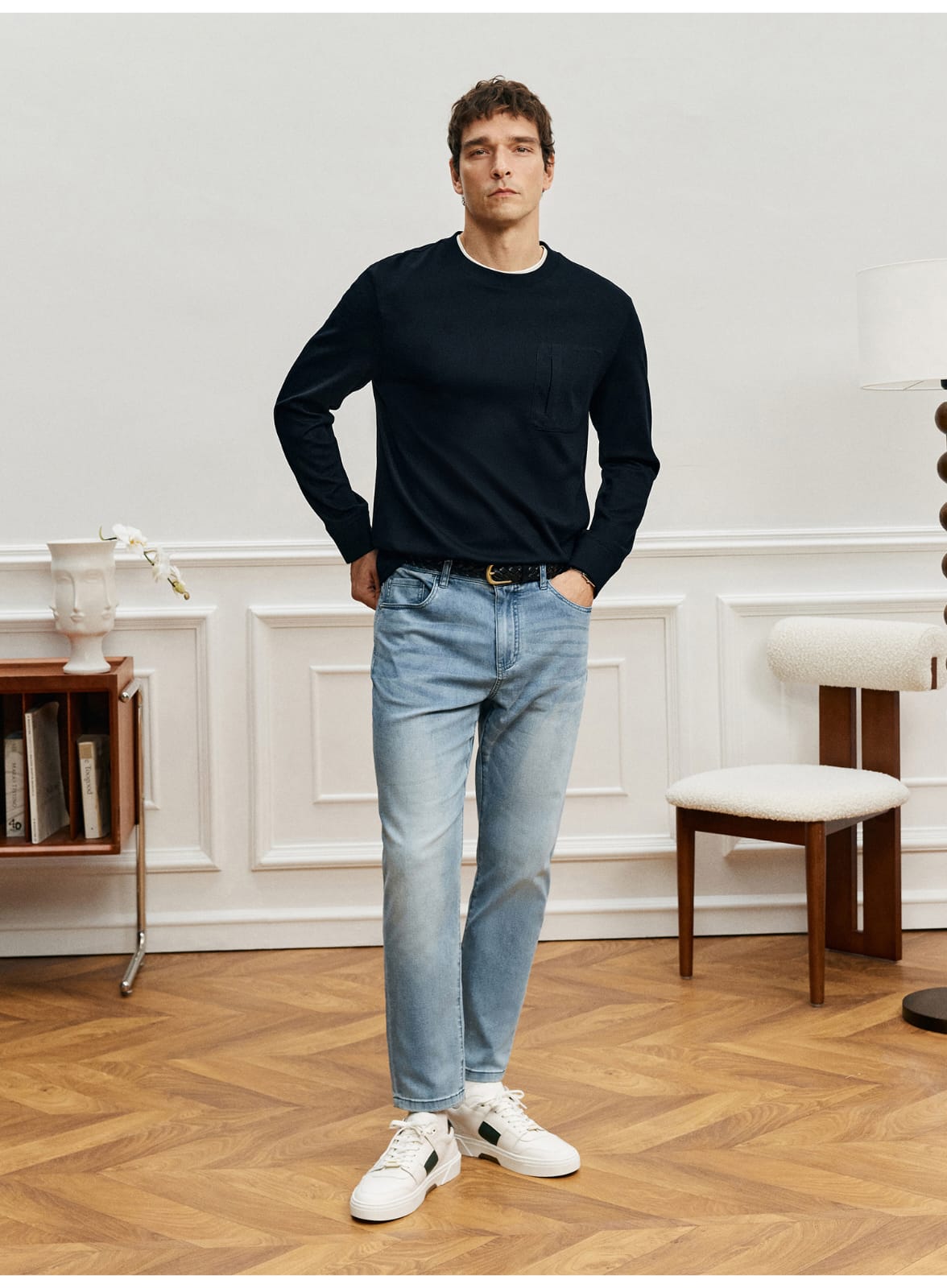 PREMIUM SUPIMA COTTON JACQUARD LONG SLEEVE T-SHIRT