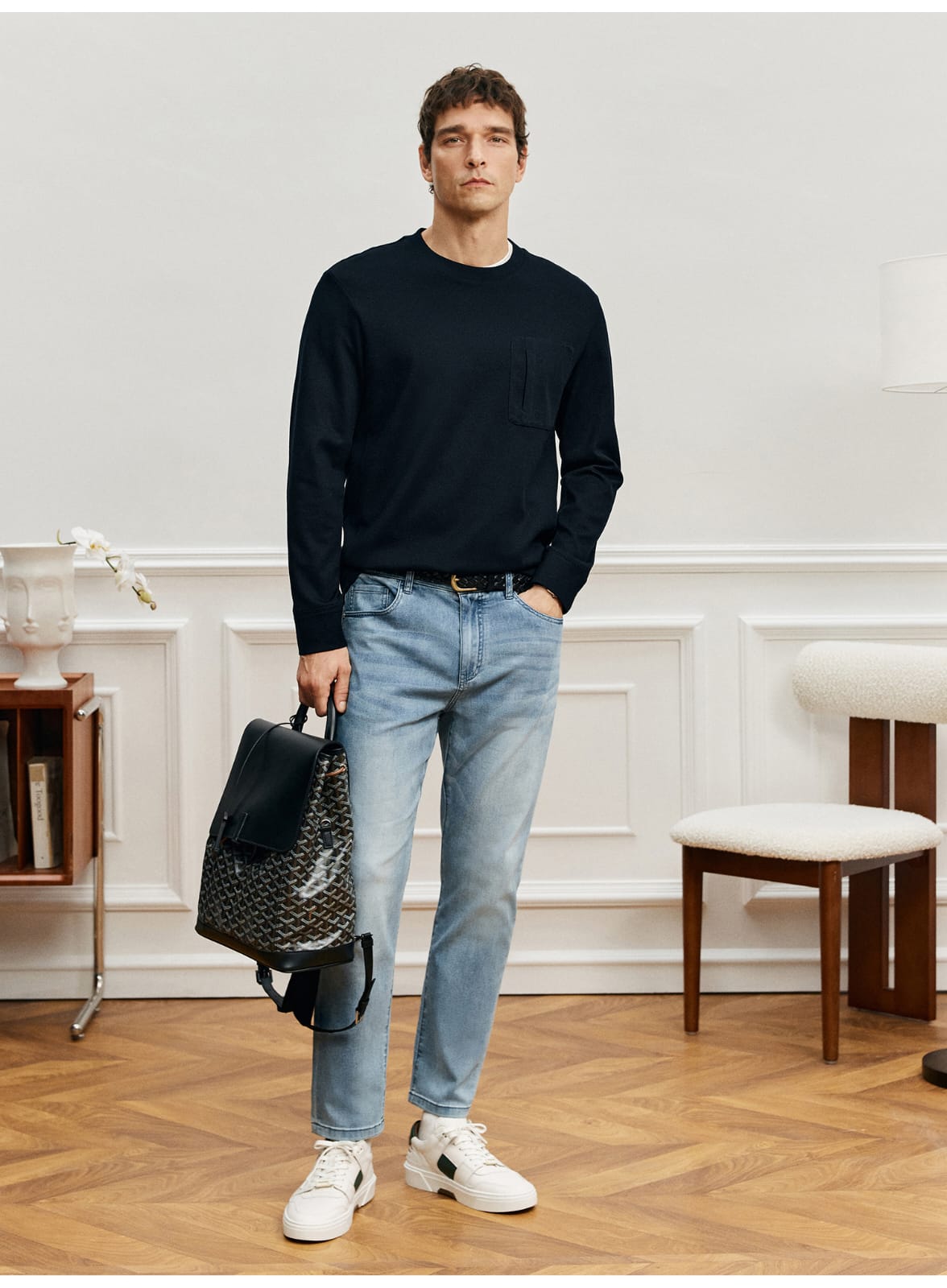 PREMIUM SUPIMA COTTON JACQUARD LONG SLEEVE T-SHIRT