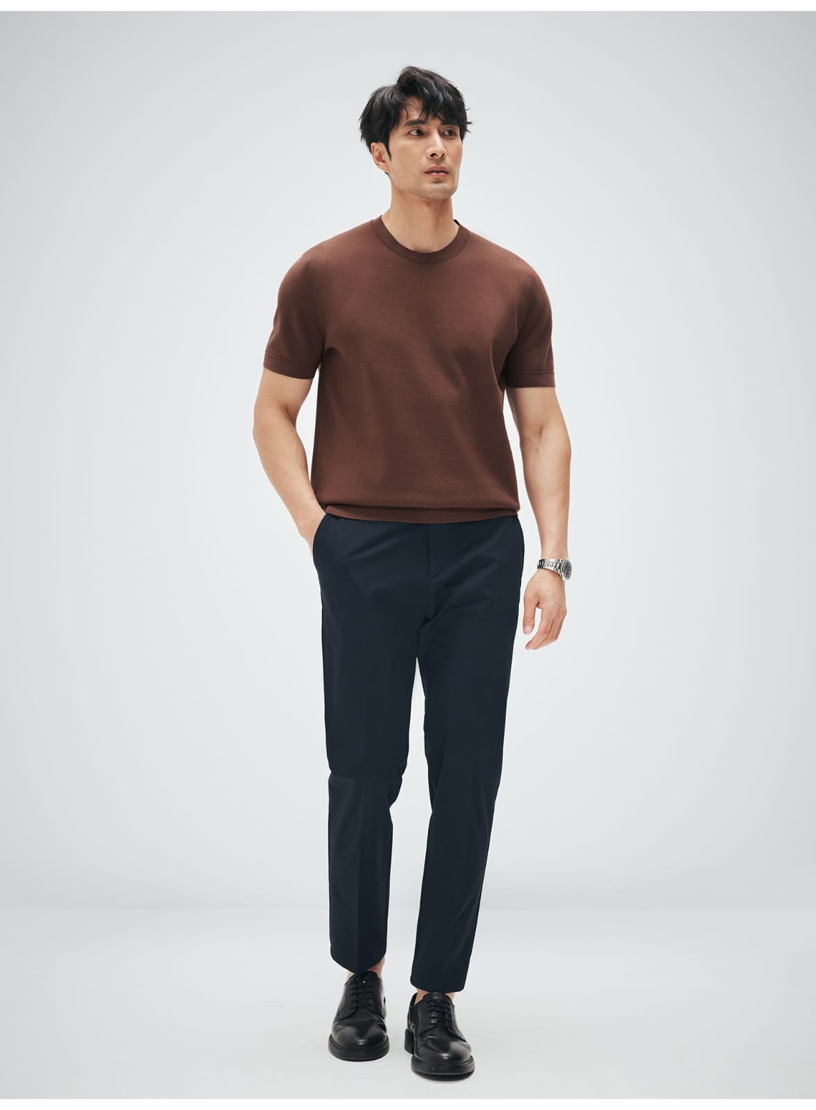 MINIMALIST HIGH-END WOVEN WOOL COTTON BLEND SUMMER T-SHIRT