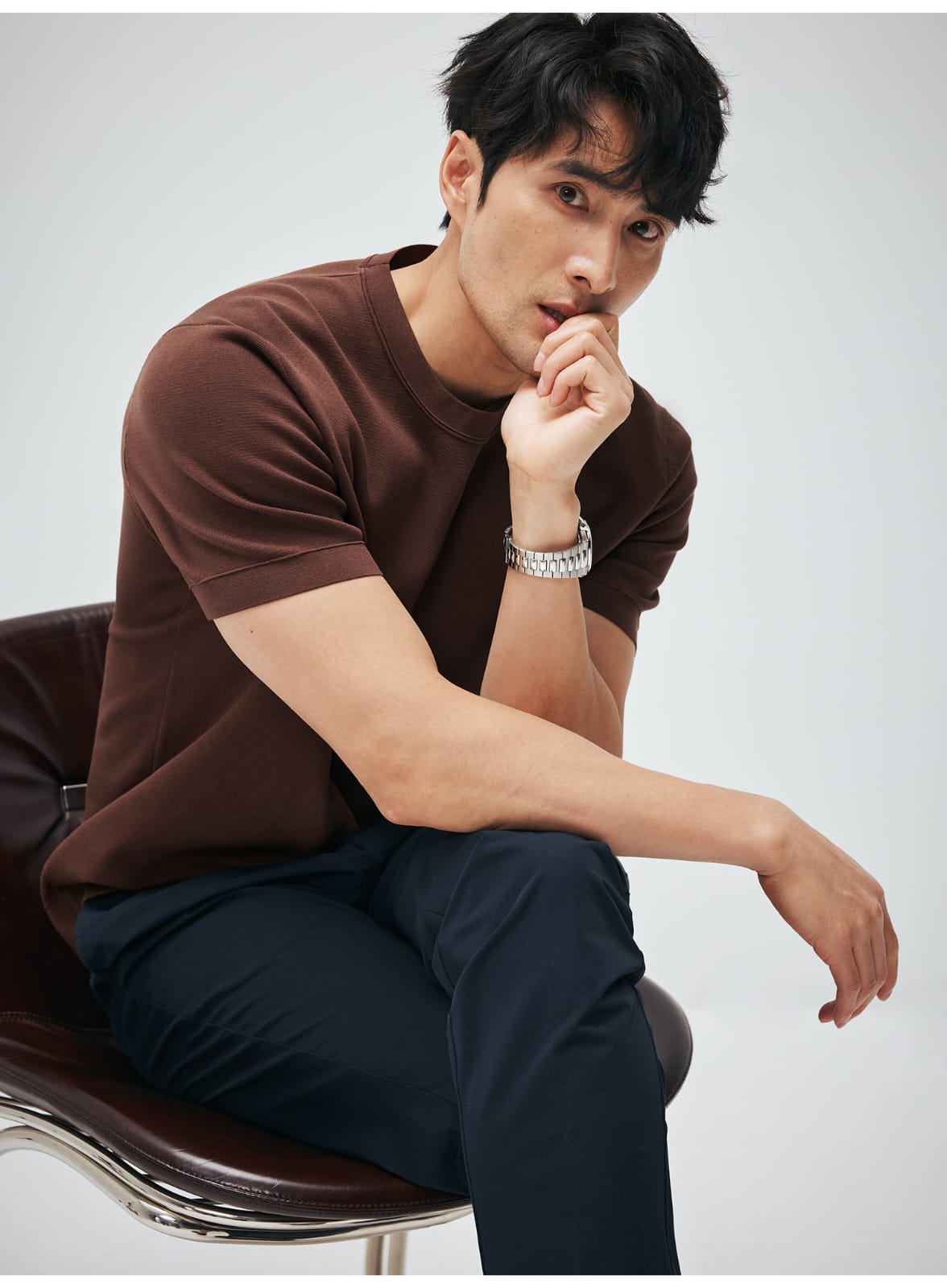 MINIMALIST HIGH-END WOVEN WOOL COTTON BLEND SUMMER T-SHIRT