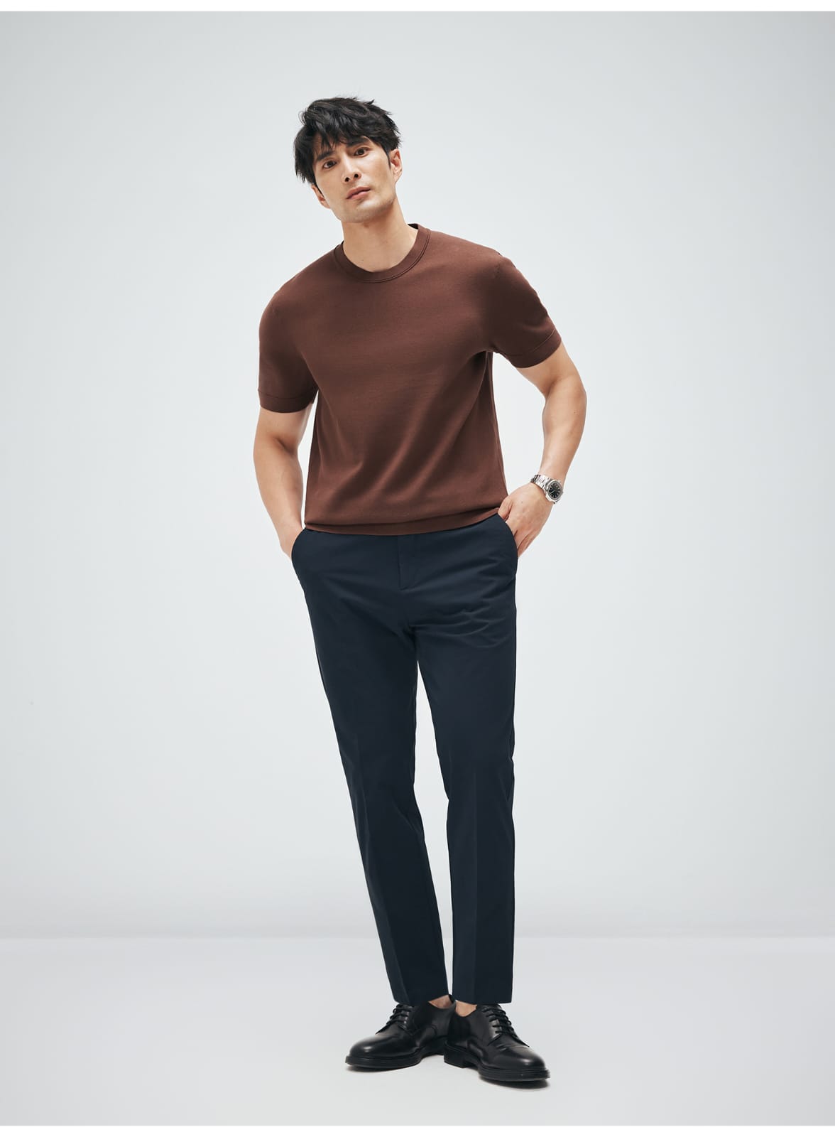 MINIMALIST HIGH-END WOVEN WOOL COTTON BLEND SUMMER T-SHIRT