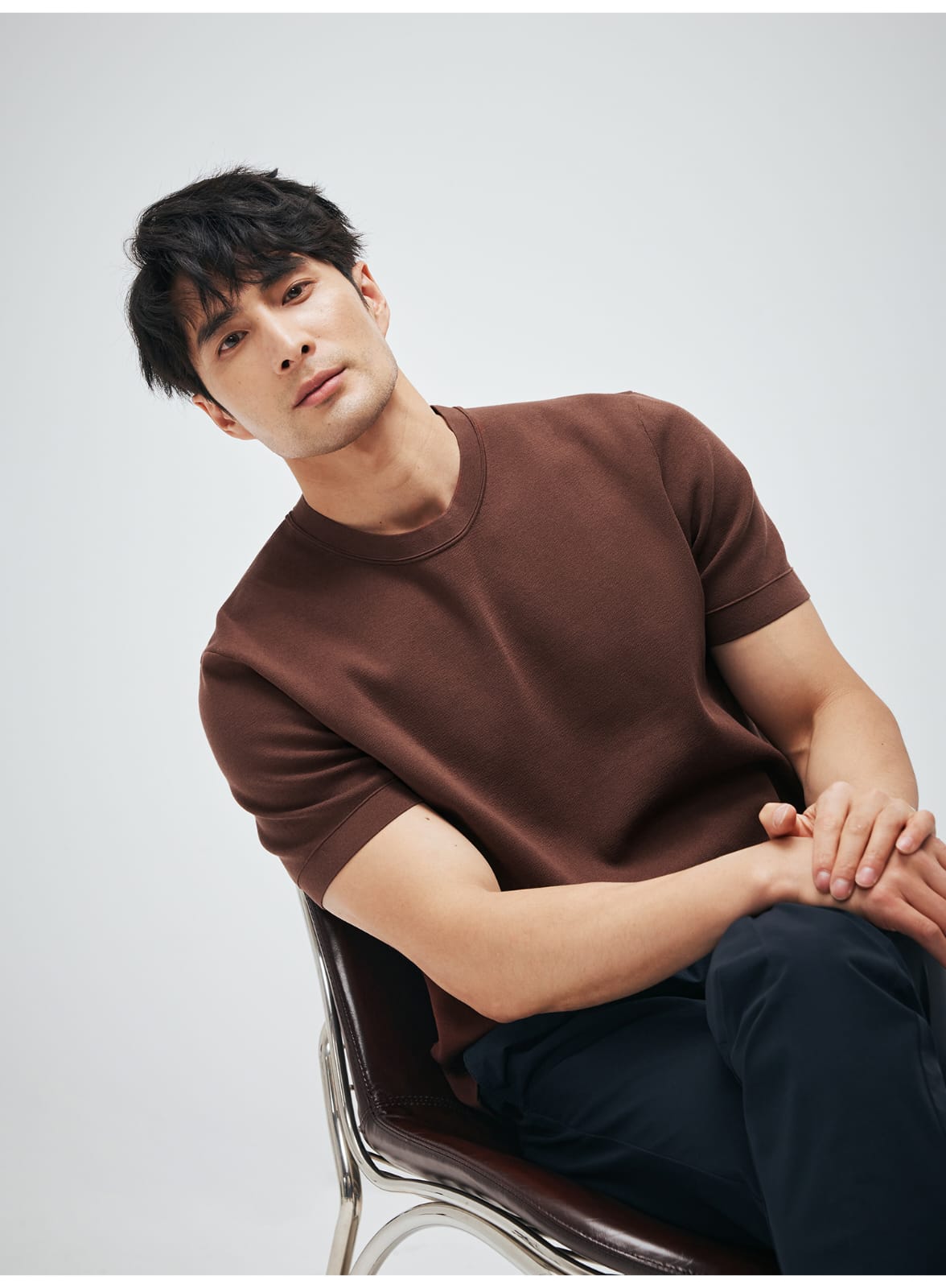 MINIMALIST HIGH-END WOVEN WOOL COTTON BLEND SUMMER T-SHIRT