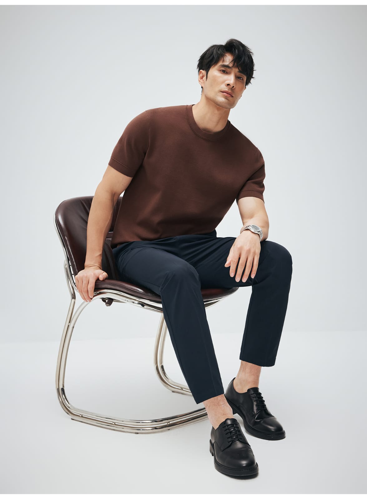 MINIMALIST HIGH-END WOVEN WOOL COTTON BLEND SUMMER T-SHIRT