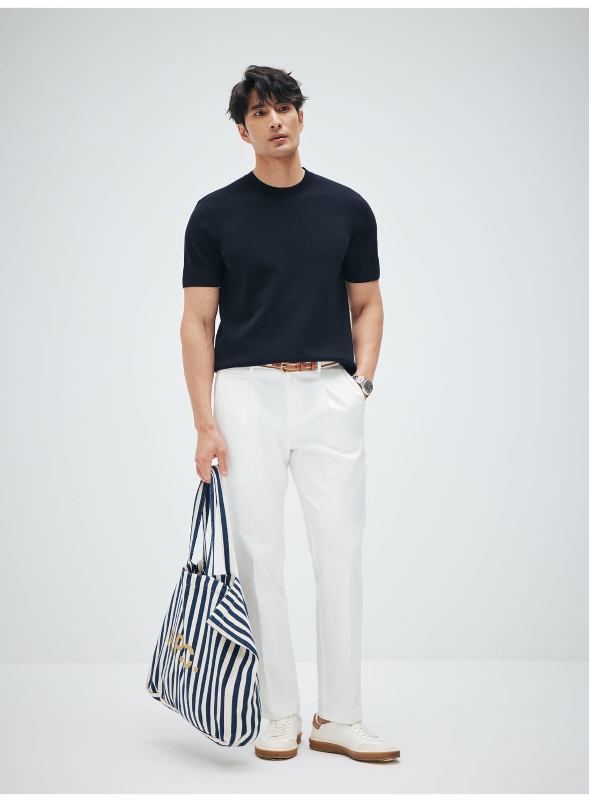 MINIMALIST HIGH-END WOVEN WOOL COTTON BLEND SUMMER T-SHIRT