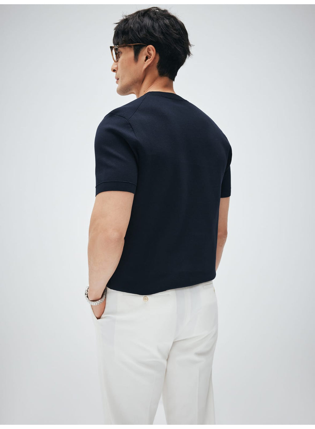 MINIMALIST HIGH-END WOVEN WOOL COTTON BLEND SUMMER T-SHIRT