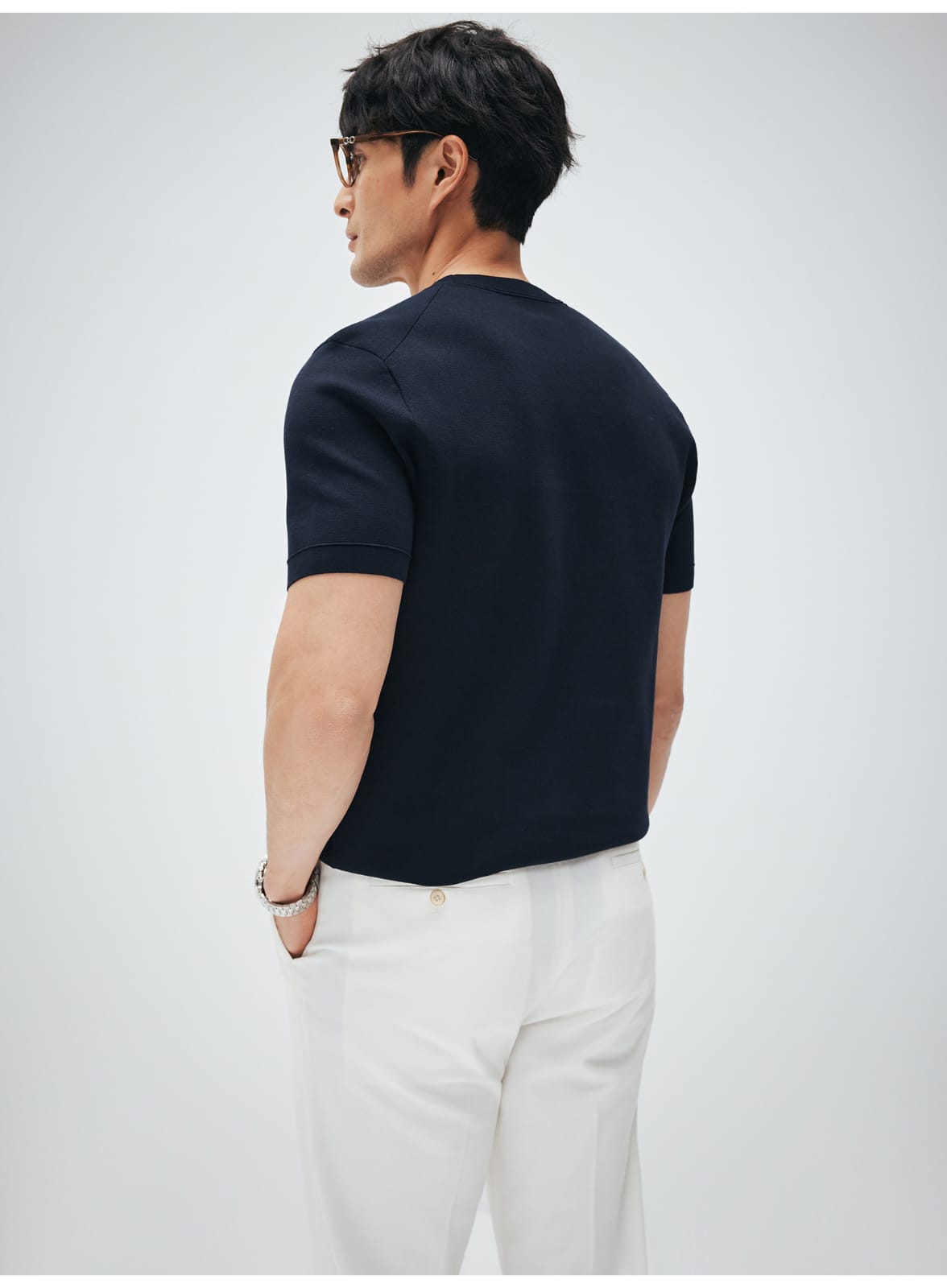 MINIMALIST HIGH-END WOVEN WOOL COTTON BLEND SUMMER T-SHIRT