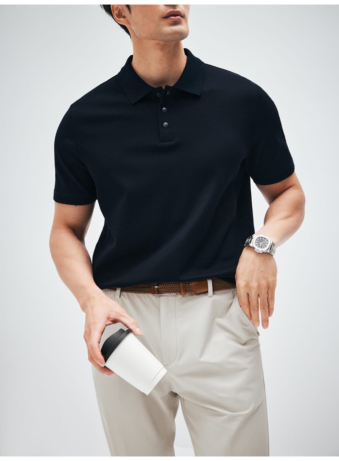 HIGH END SUPIMA COTTON LAPEL POLO SHIRT