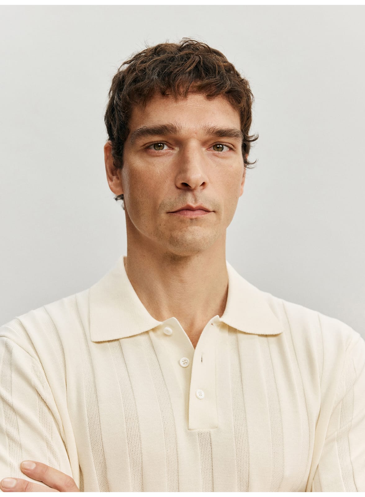 SUPIMA COTTON VERTICAL WEAVE MOCHA POLO SHIRT