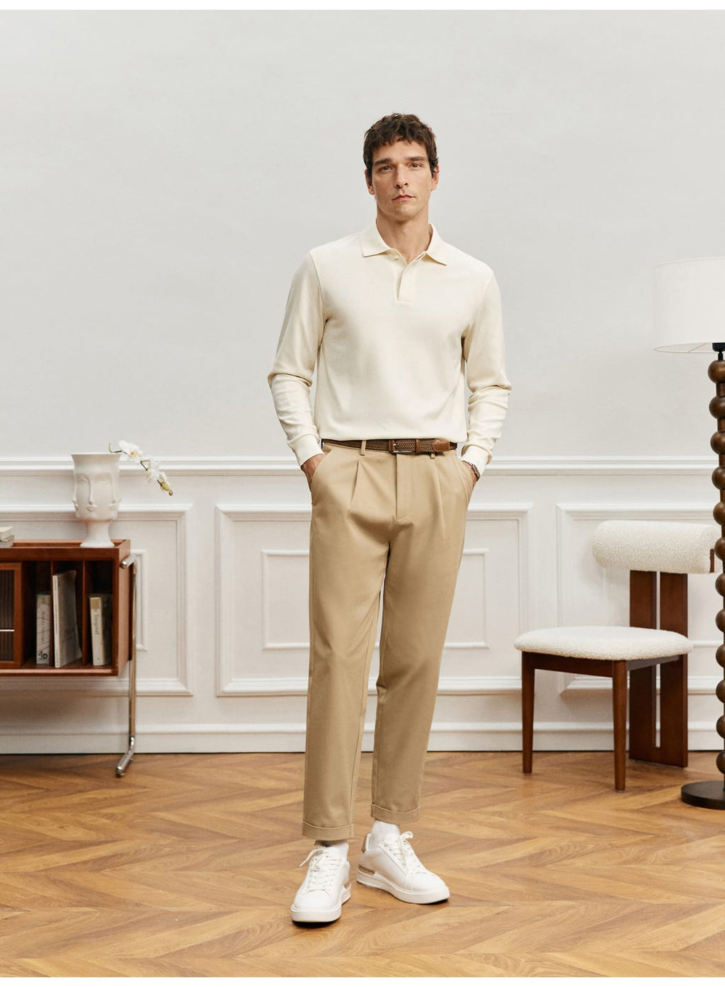 ELEGANT SUPIMA COTTON LONG SLEEVE POLO SHIRT