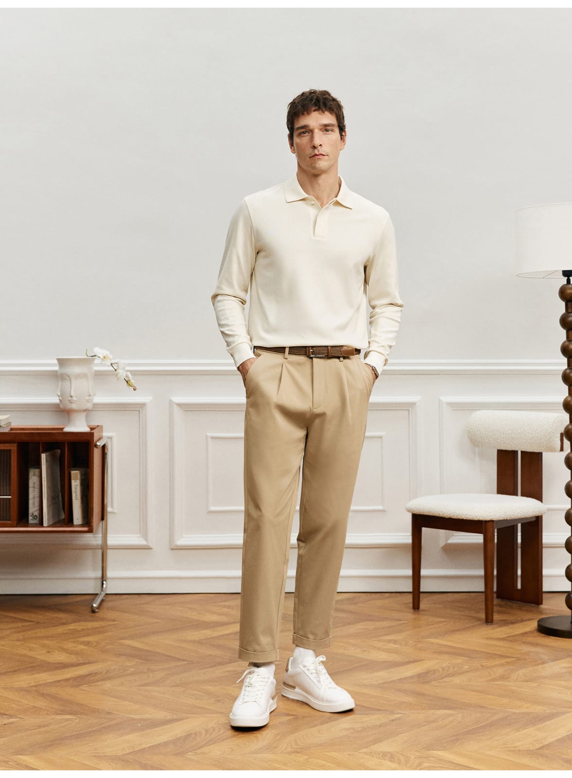 ELEGANT SUPIMA COTTON LONG SLEEVE POLO SHIRT