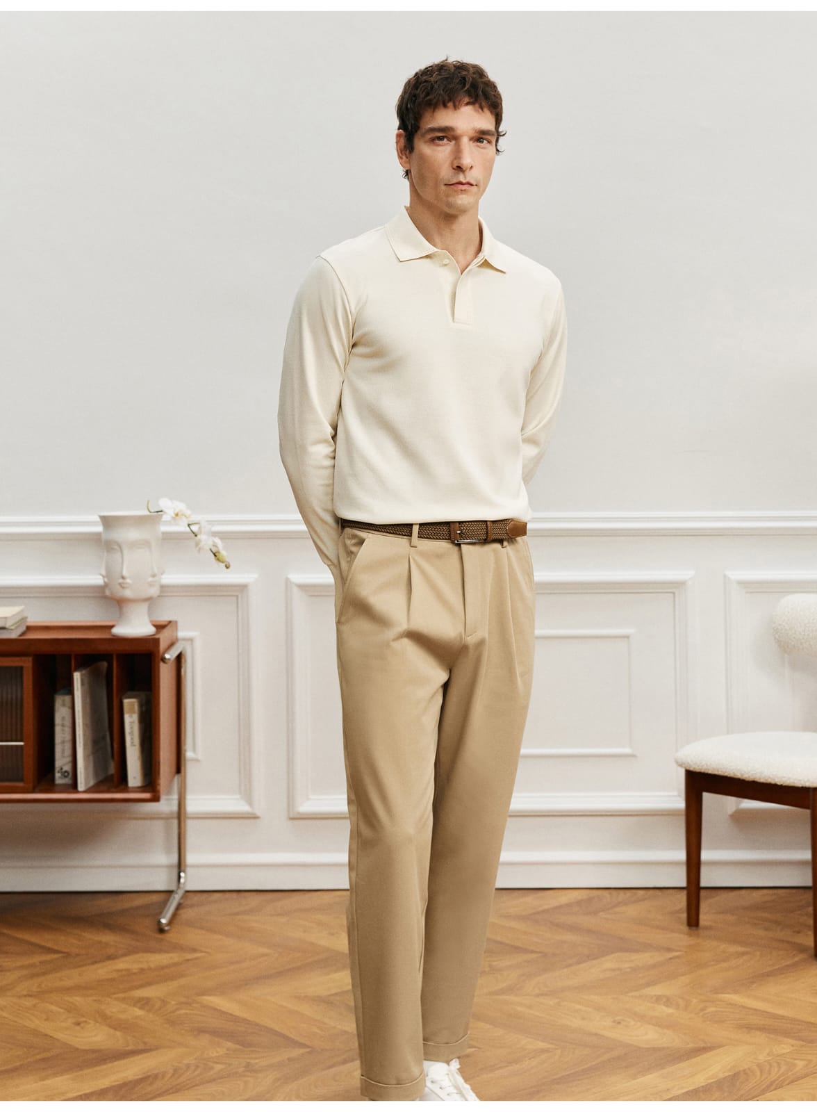 ELEGANT SUPIMA COTTON LONG SLEEVE POLO SHIRT