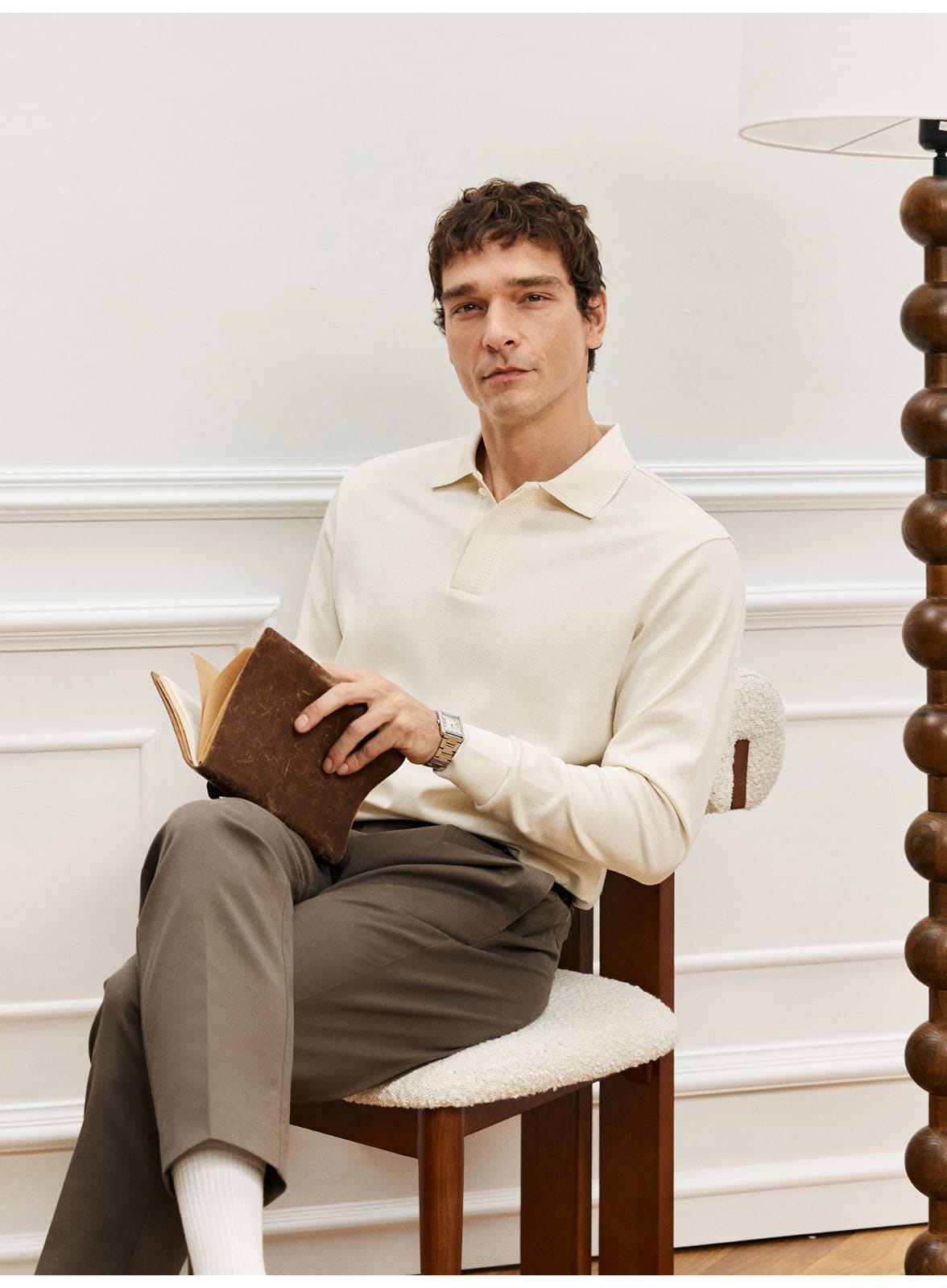 ELEGANT SUPIMA COTTON LONG SLEEVE POLO SHIRT