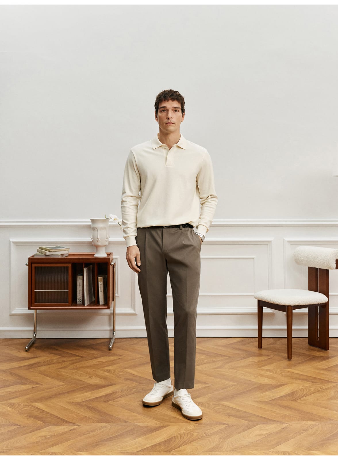 ELEGANT SUPIMA COTTON LONG SLEEVE POLO SHIRT