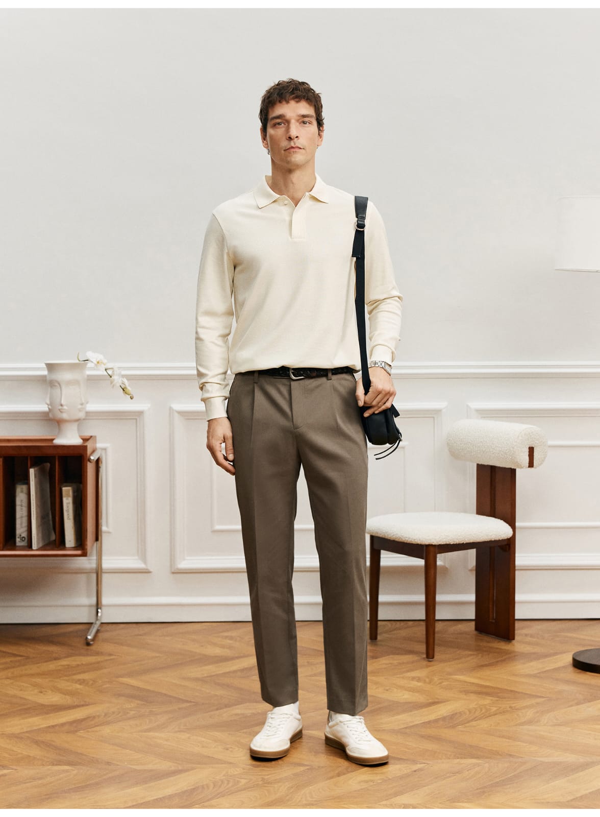 ELEGANT SUPIMA COTTON LONG SLEEVE POLO SHIRT