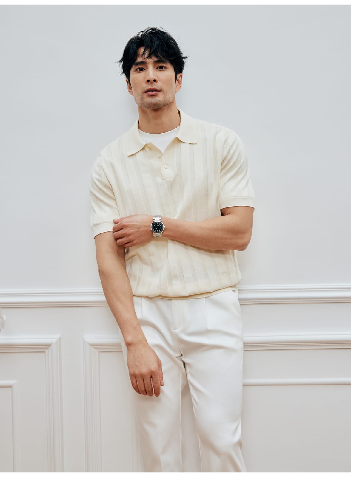 SUPIMA COTTON VERTICAL WEAVE MOCHA POLO SHIRT