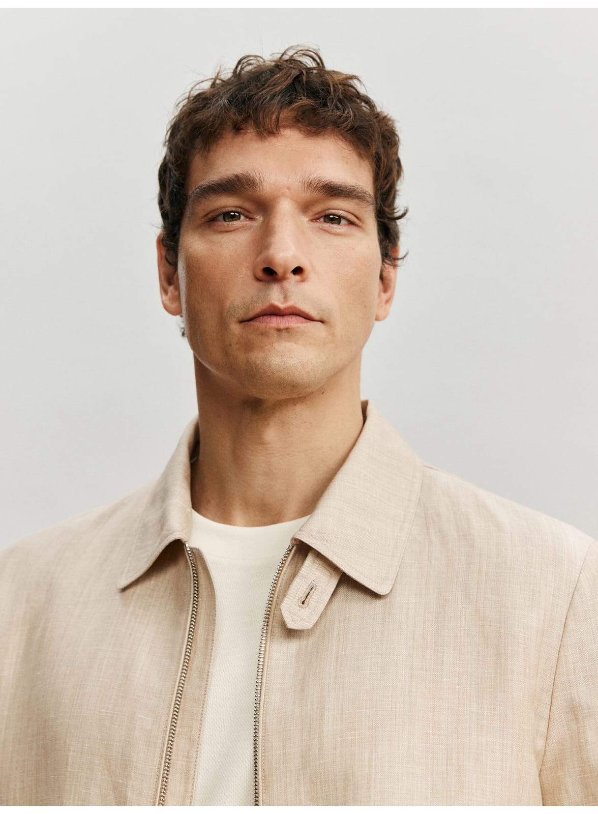 ITALIAN GENTLEMAN LINEN WOOL LAPEL JACKET