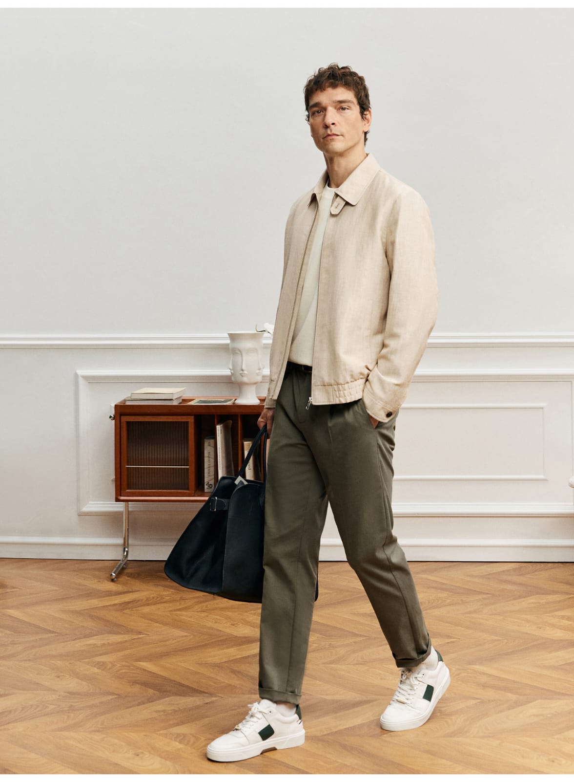 ITALIAN GENTLEMAN LINEN WOOL LAPEL JACKET