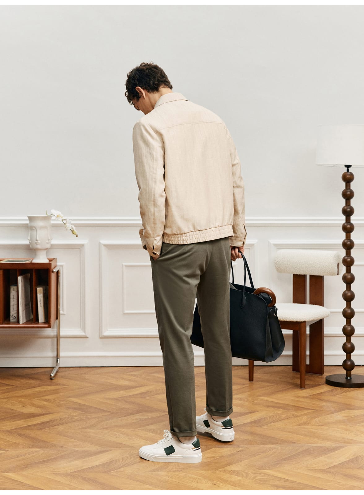 ITALIAN GENTLEMAN LINEN WOOL LAPEL JACKET