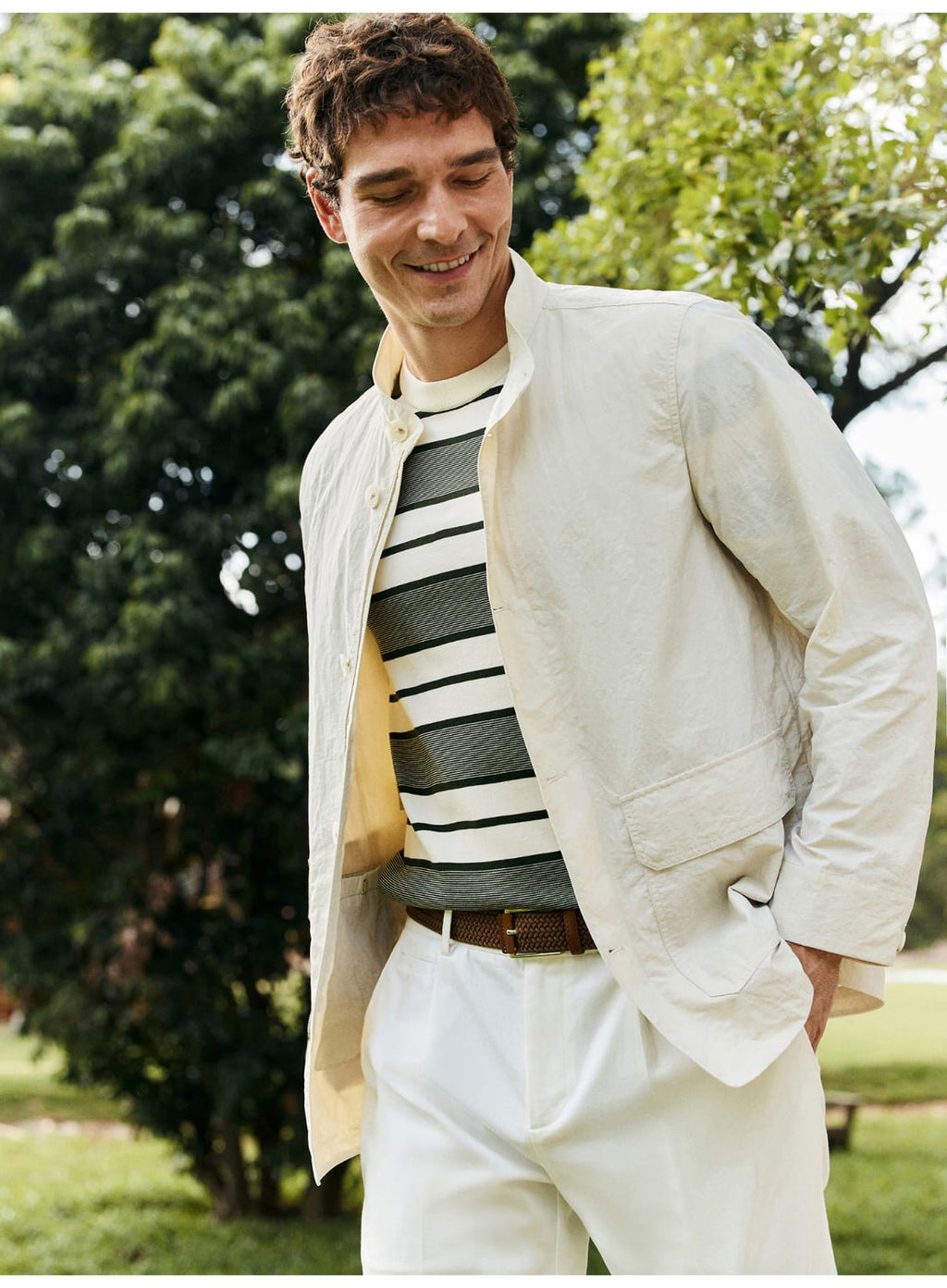 ITALIAN GENTLEMAN WRINKLE-TEXTURE LIGHTWEIGHT EASY-CARE COLLAR JACKET