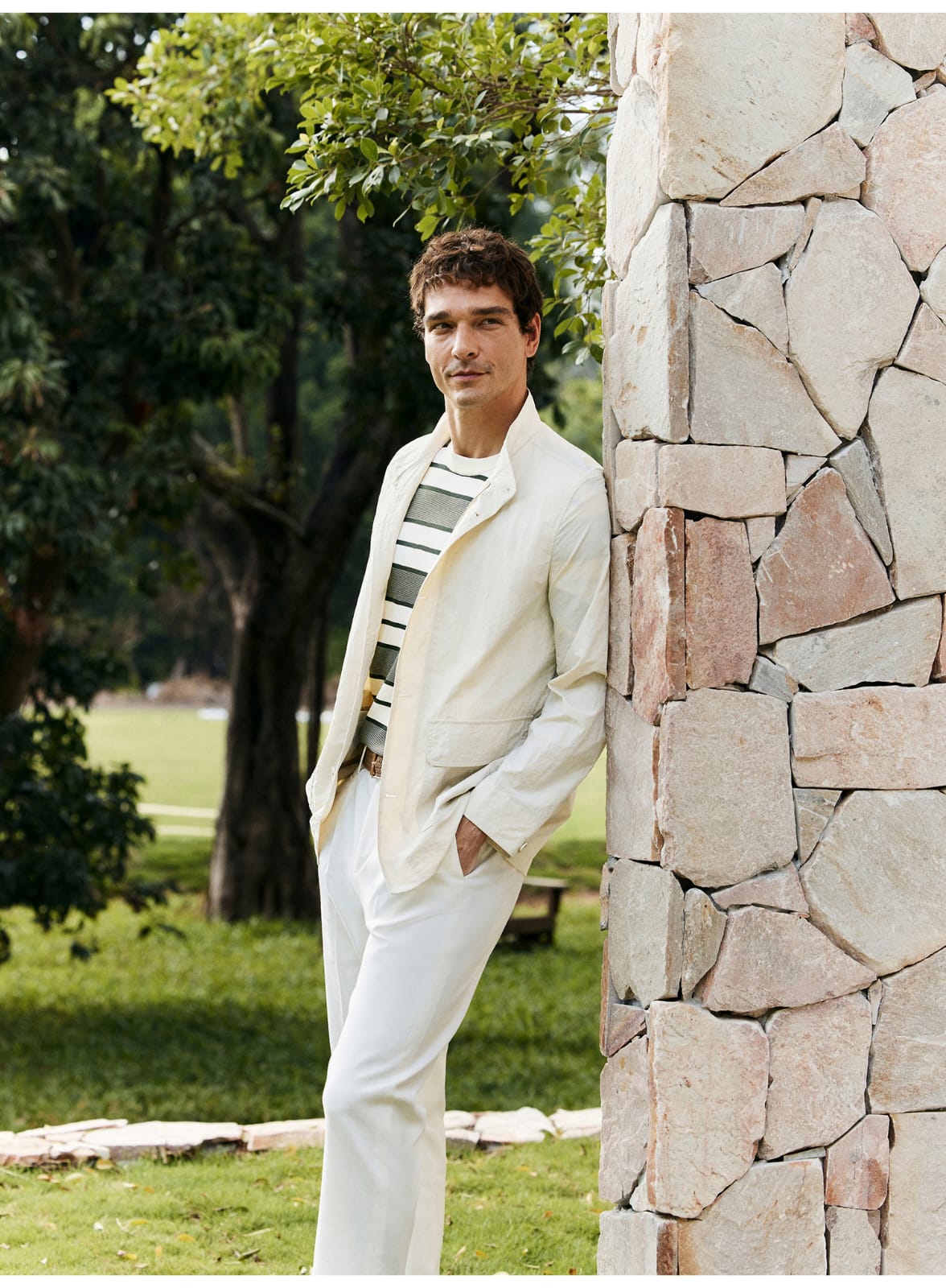 ITALIAN GENTLEMAN WRINKLE-TEXTURE LIGHTWEIGHT EASY-CARE COLLAR JACKET