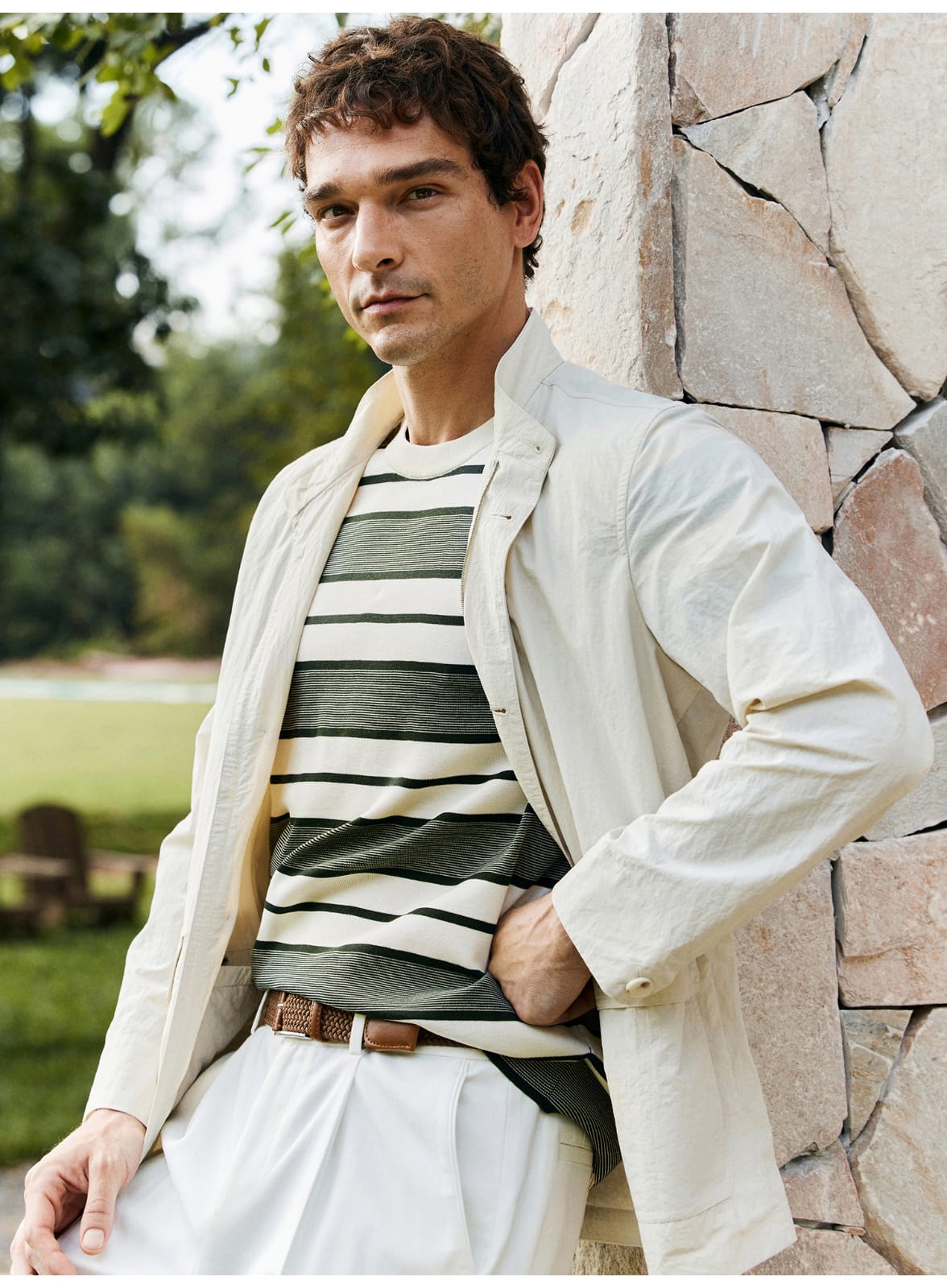 ITALIAN GENTLEMAN WRINKLE-TEXTURE LIGHTWEIGHT EASY-CARE COLLAR JACKET
