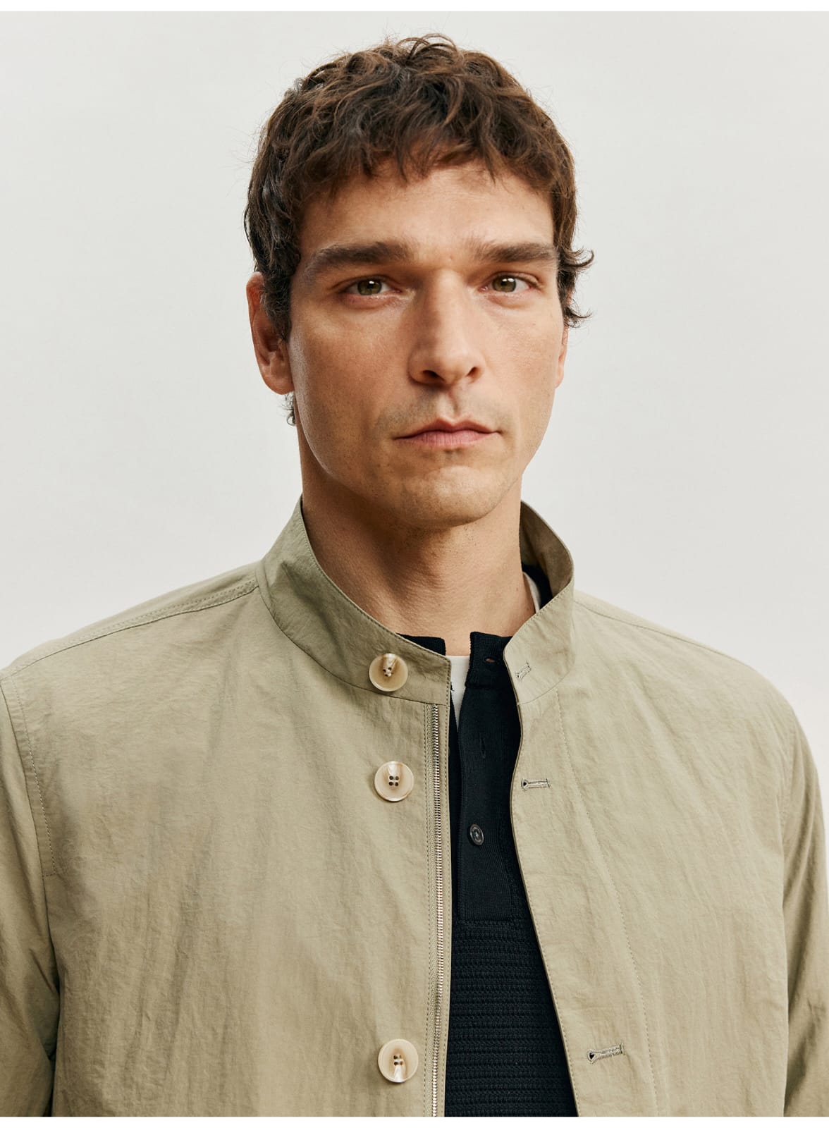 ITALIAN GENTLEMAN WRINKLE-TEXTURE LIGHTWEIGHT EASY-CARE COLLAR JACKET