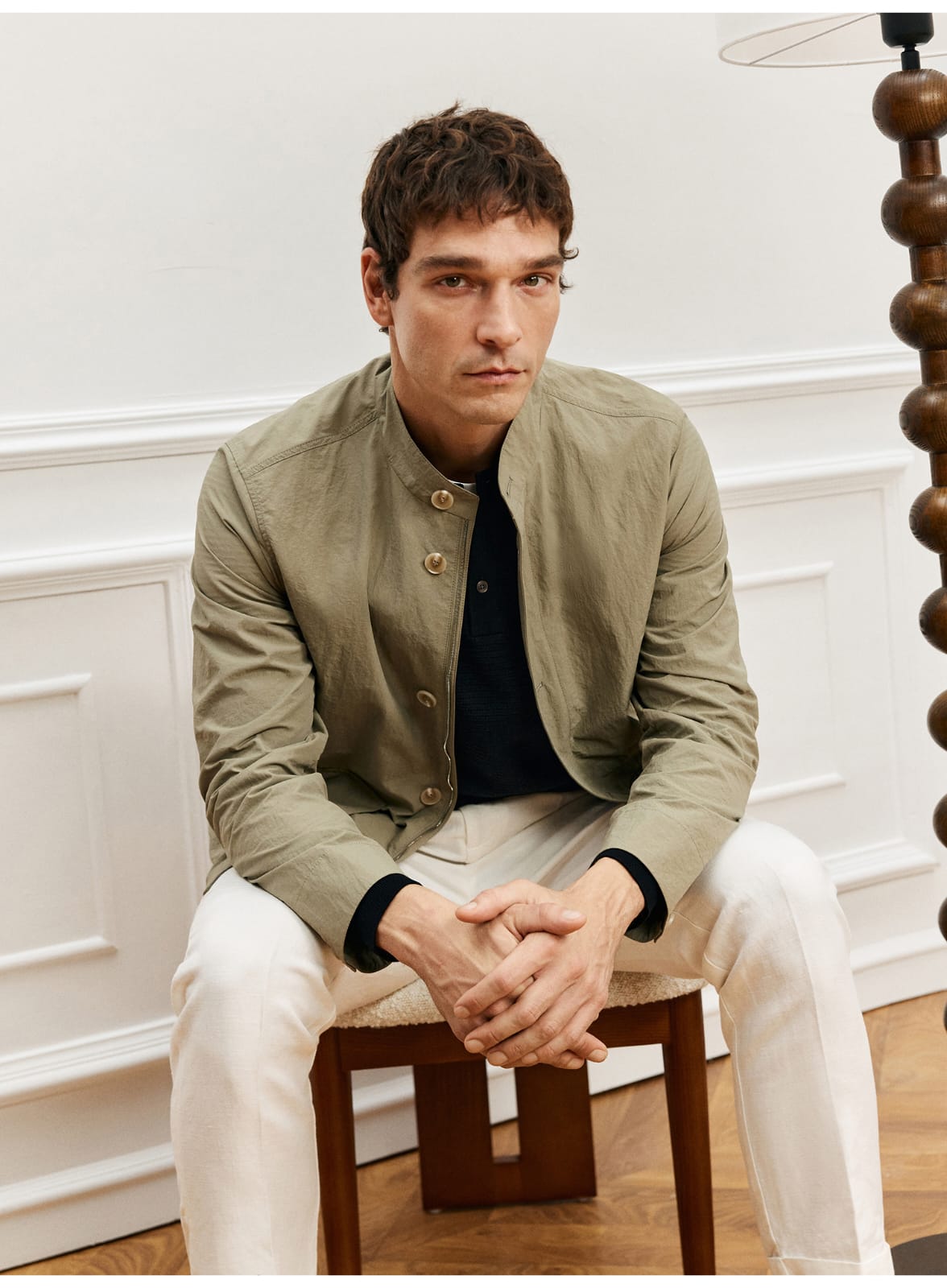 ITALIAN GENTLEMAN WRINKLE-TEXTURE LIGHTWEIGHT EASY-CARE COLLAR JACKET