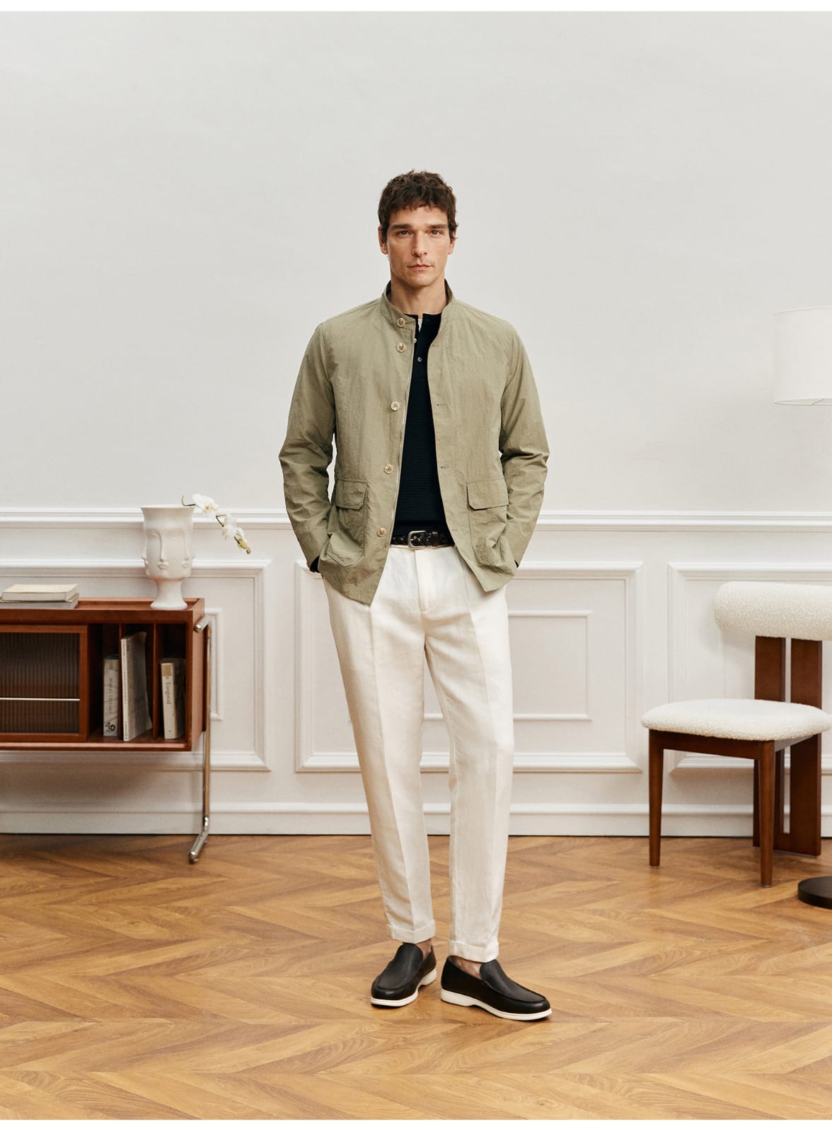 ITALIAN GENTLEMAN WRINKLE-TEXTURE LIGHTWEIGHT EASY-CARE COLLAR JACKET