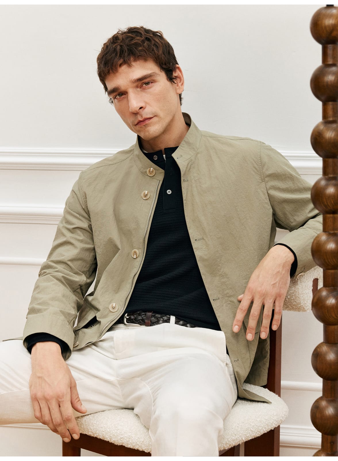 ITALIAN GENTLEMAN WRINKLE-TEXTURE LIGHTWEIGHT EASY-CARE COLLAR JACKET