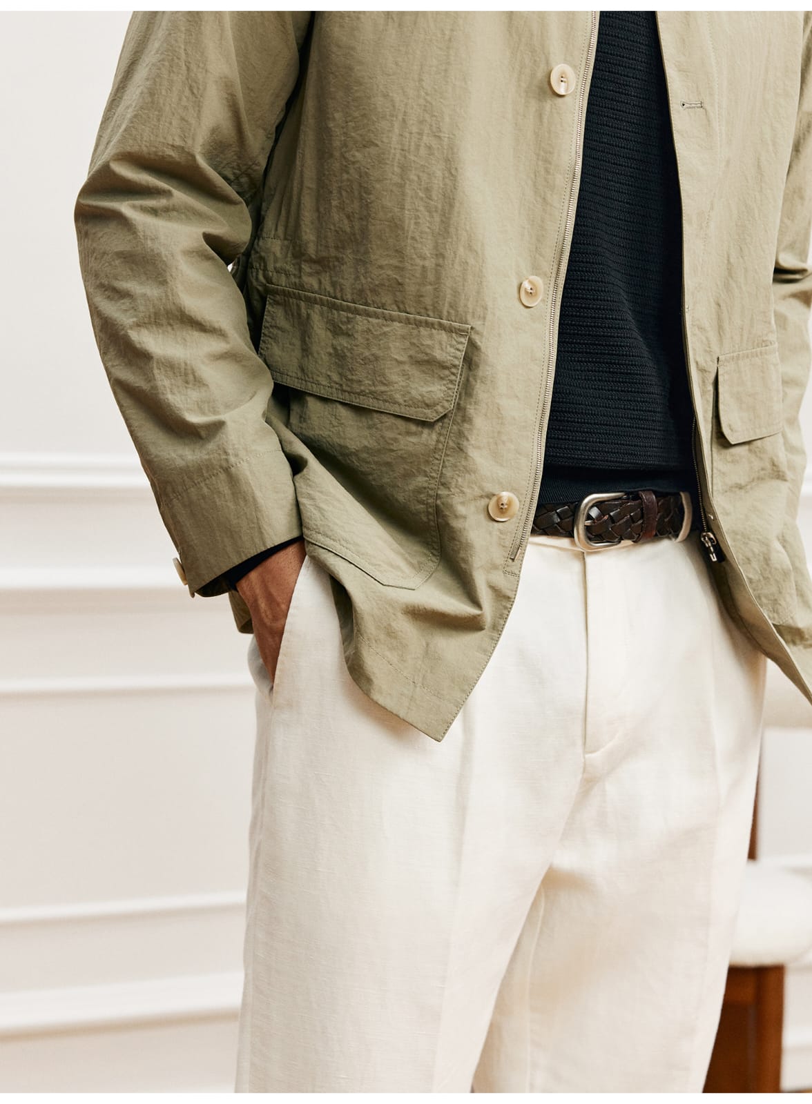 ITALIAN GENTLEMAN WRINKLE-TEXTURE LIGHTWEIGHT EASY-CARE COLLAR JACKET
